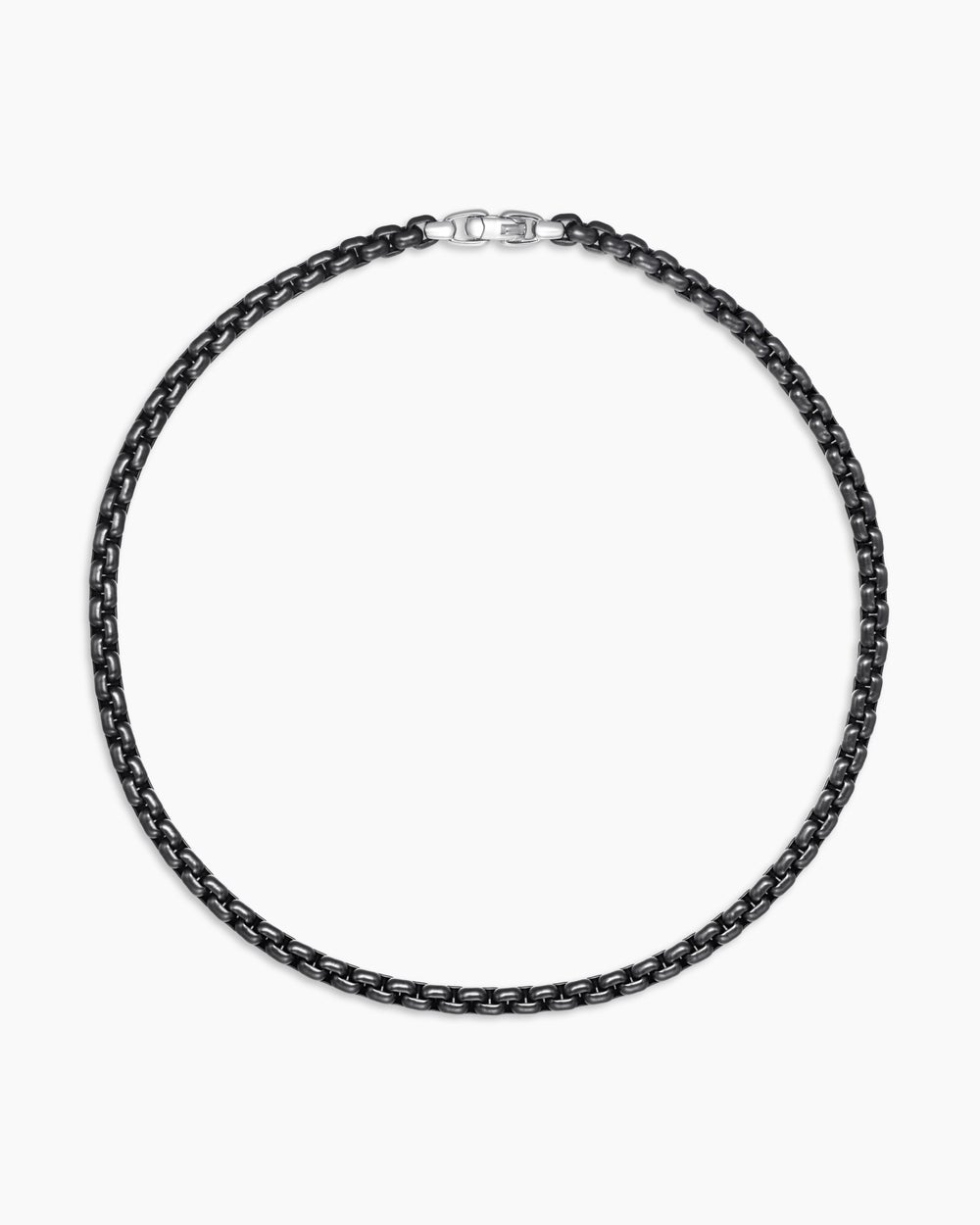 Mens Box Chain Necklace in Stainless Steel and Sterling Silver, 7.3mm