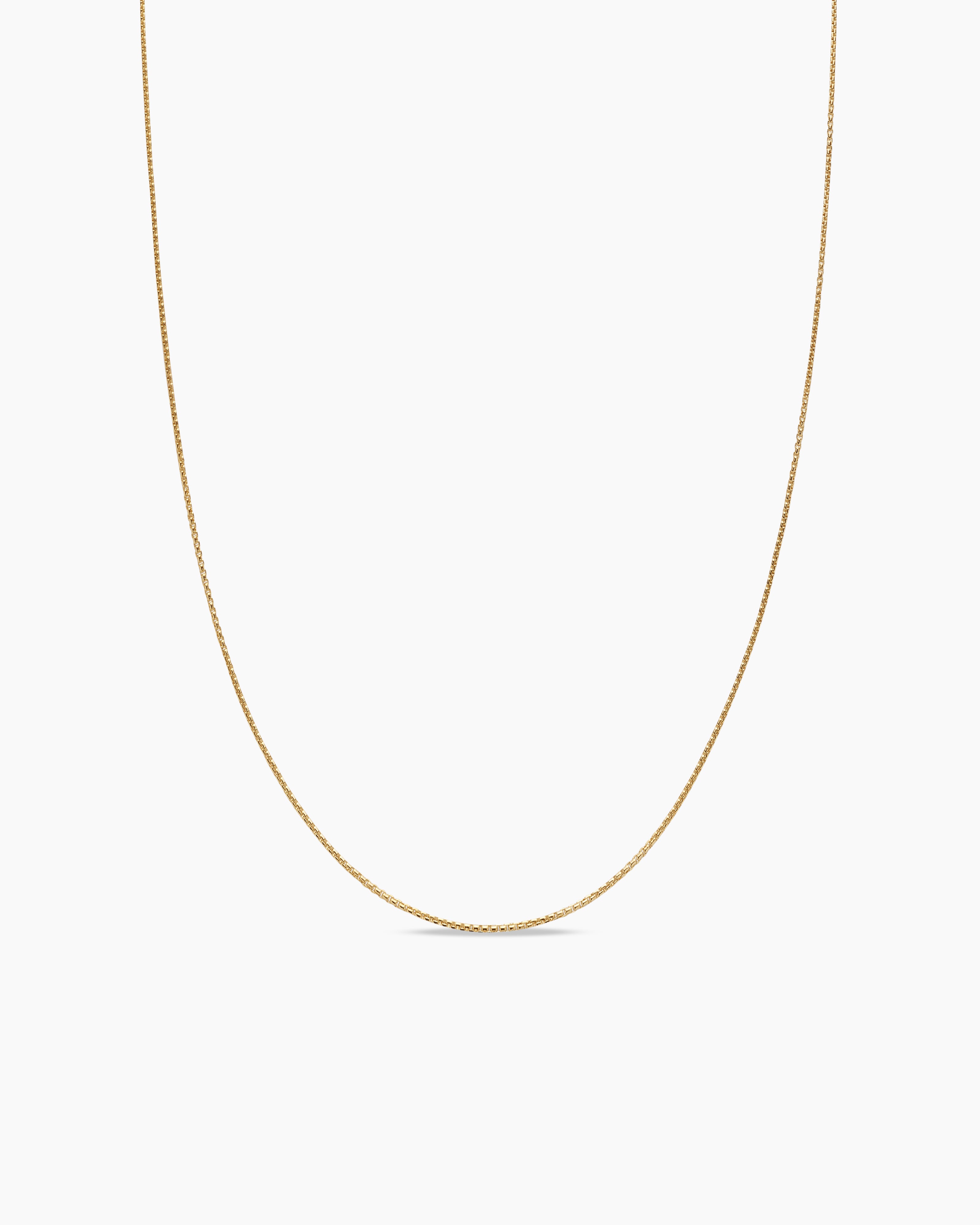 Womens Box Chain Necklace in 18K Yellow Gold, 1.25mm