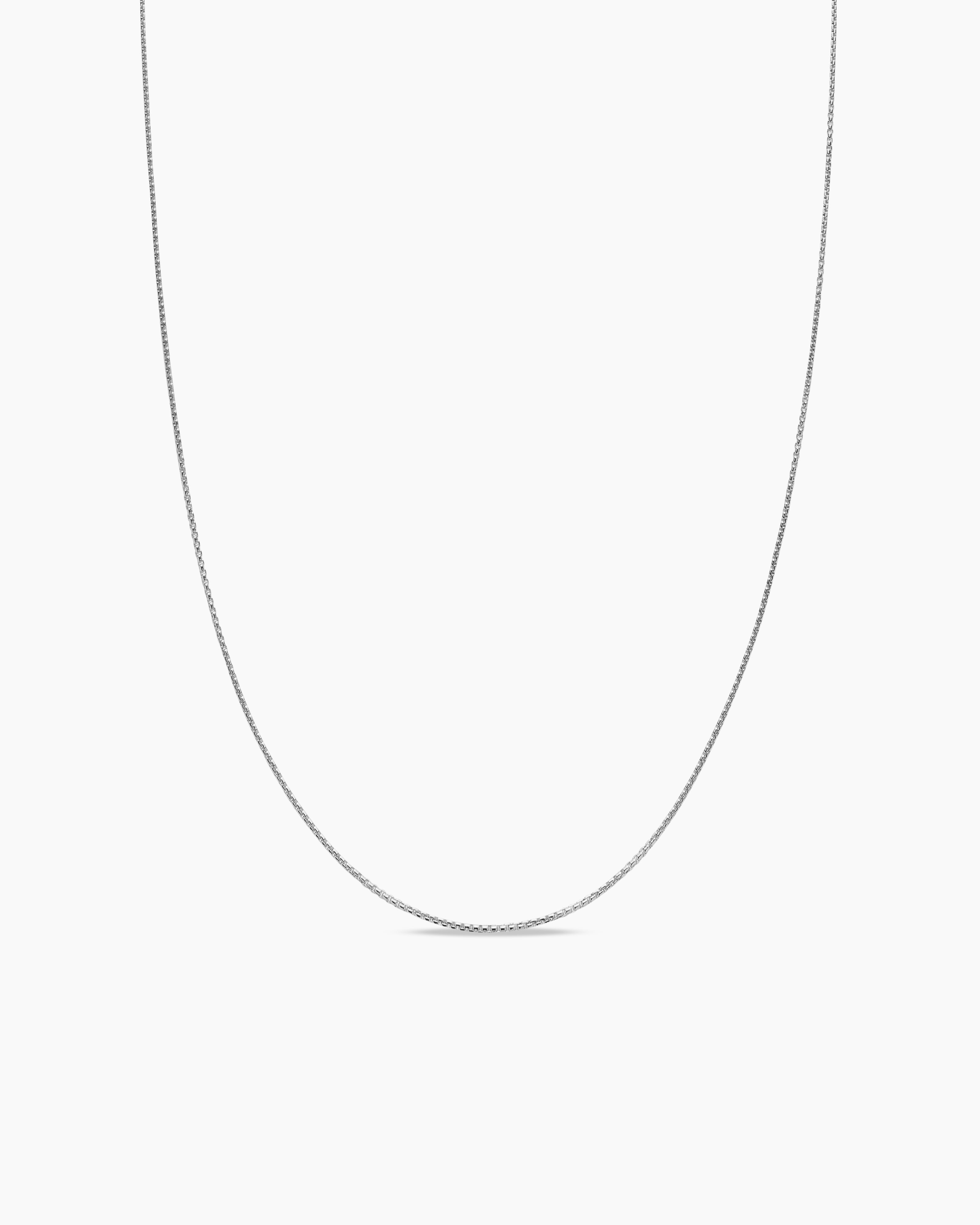 Womens Box Chain Necklace in Sterling Silver, 1.25mm