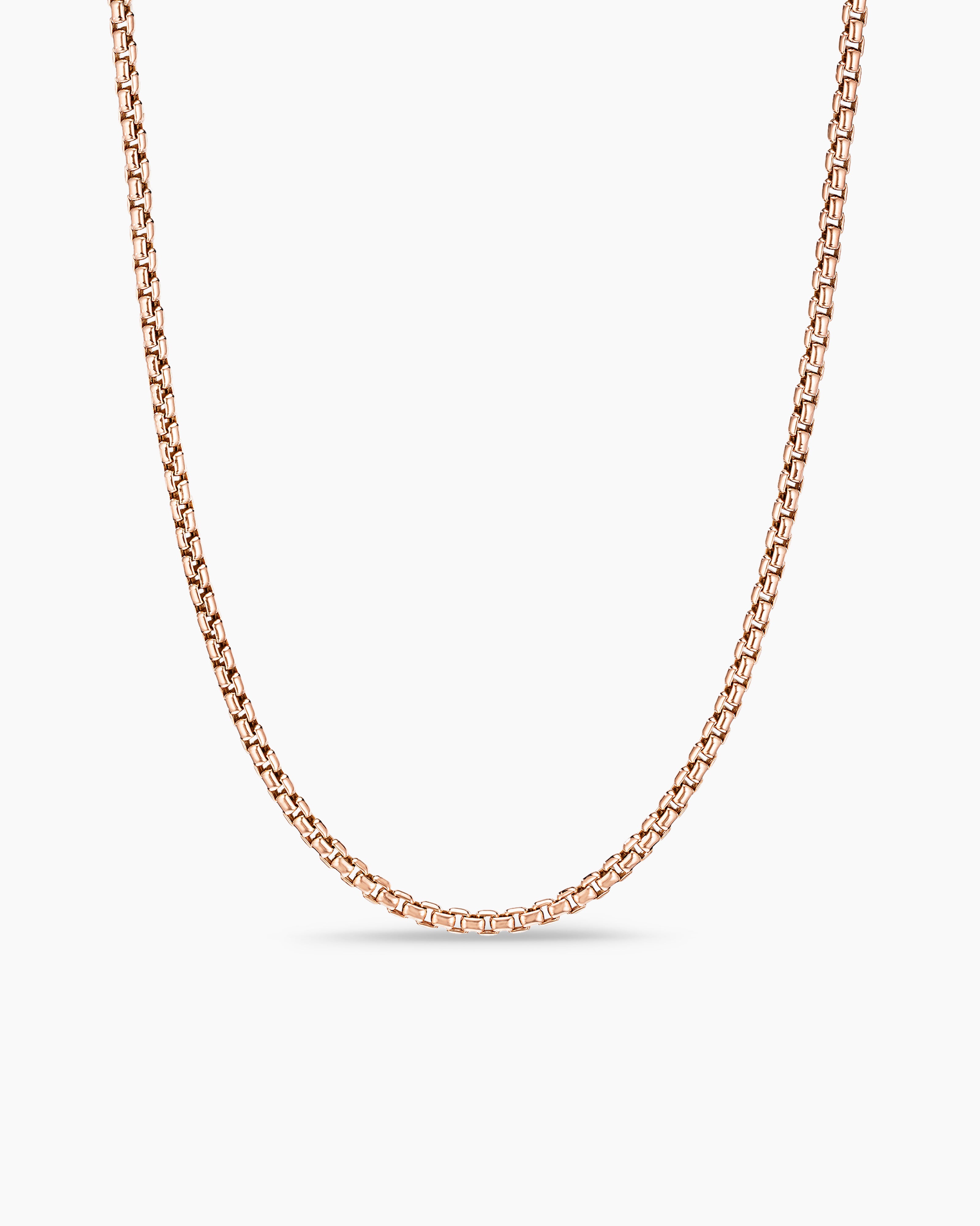 Womens Box Chain Necklace in 18K Rose Gold, 2.7mm