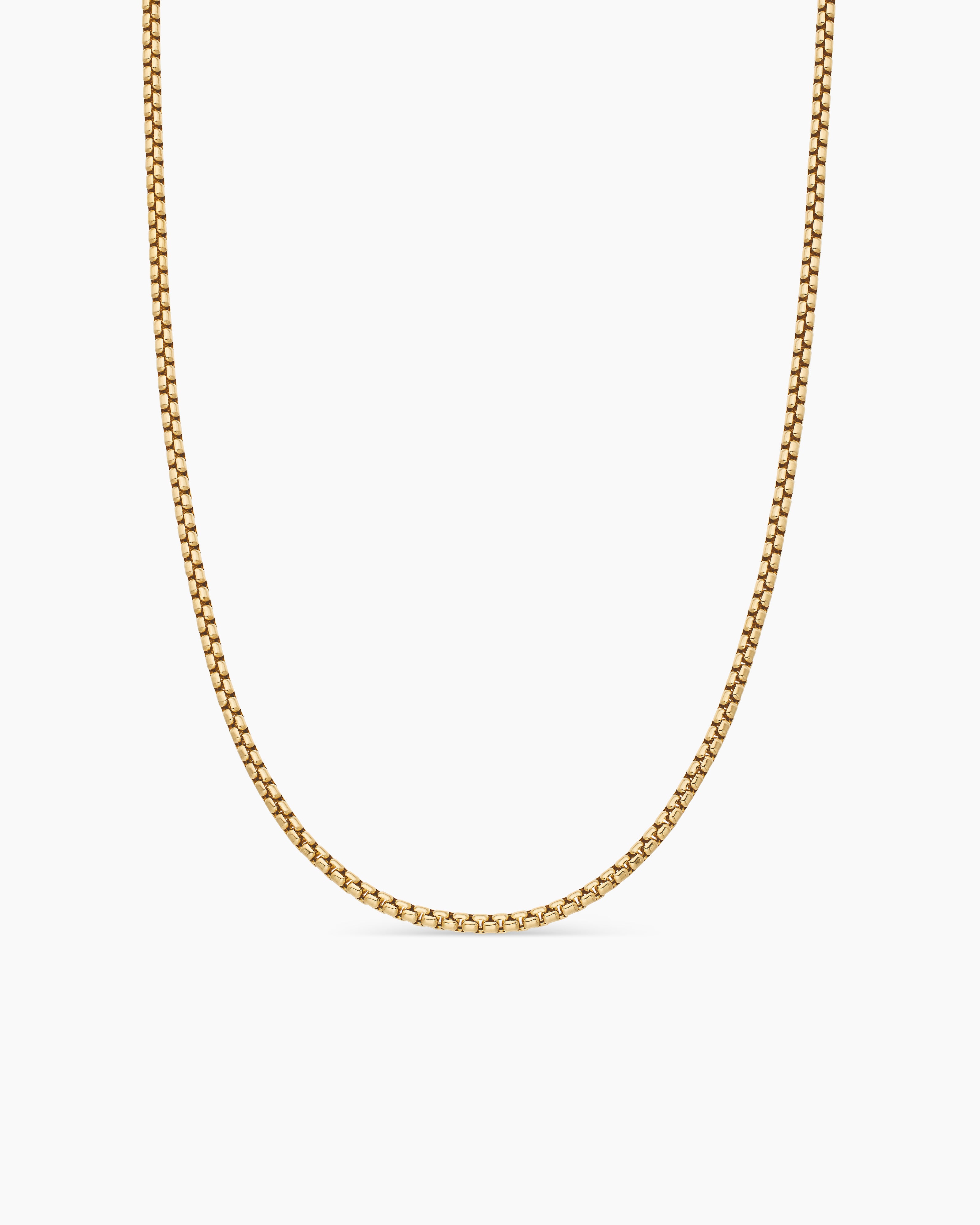 Mens Box Chain Necklace in 18K Yellow Gold, 2.7mm