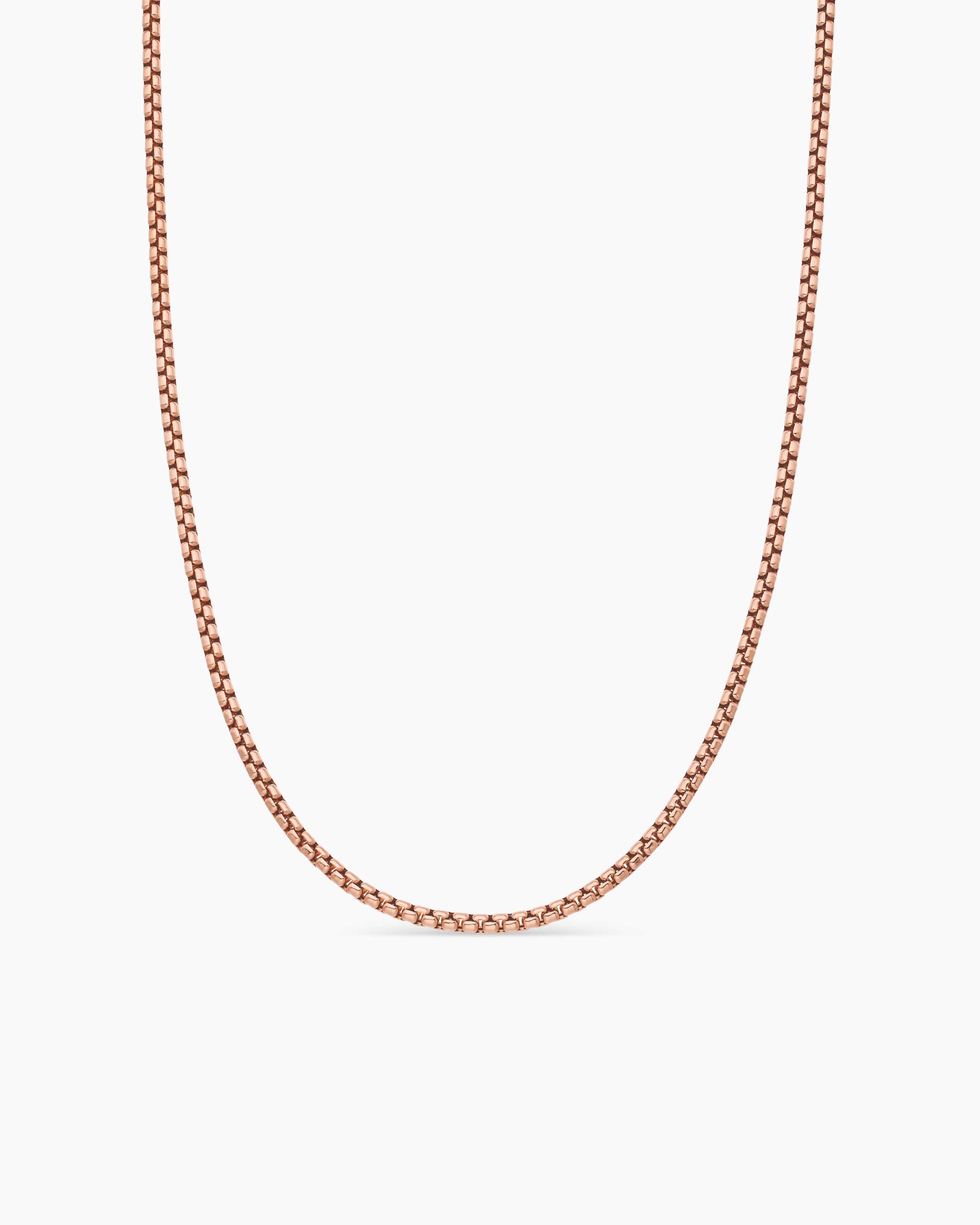 Mens Box Chain Necklace in 18K Rose Gold, 2.7mm