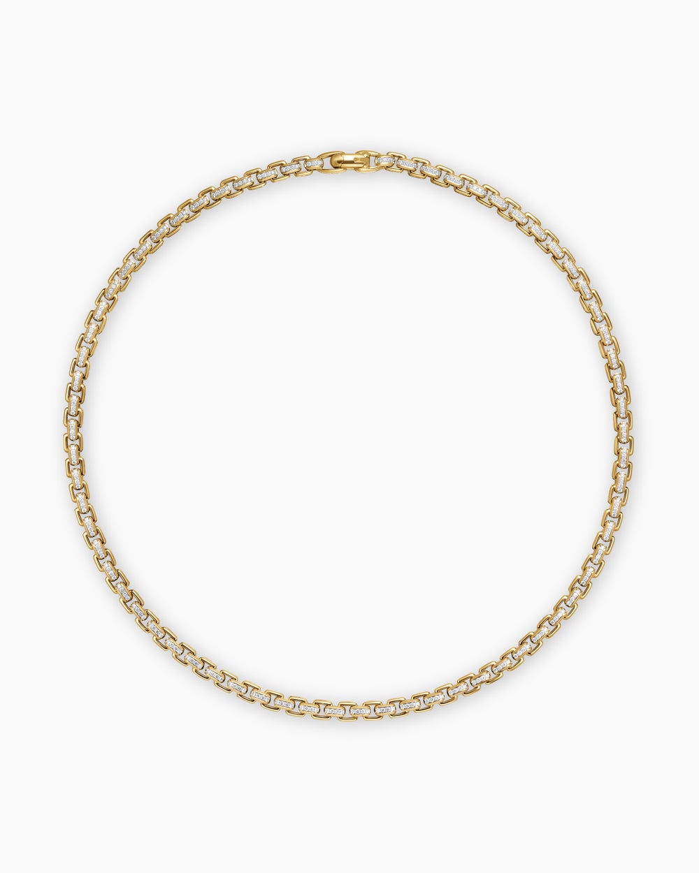Mens Box Chain Necklace in 18K Yellow Gold, 7.5mm