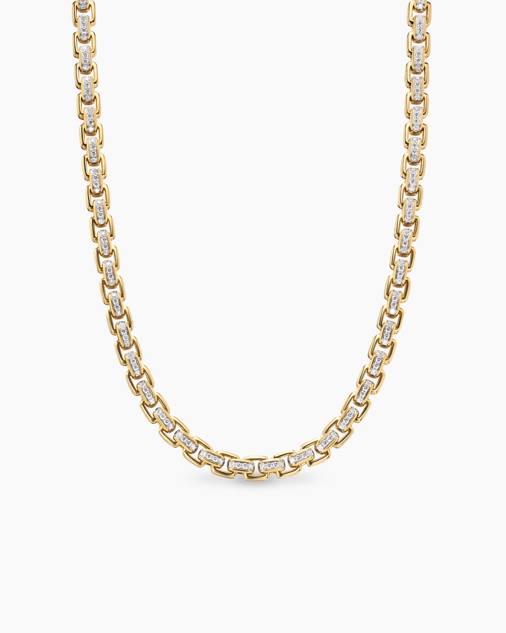 Mens Box Chain Necklace in 18K Yellow Gold, 7.5mm