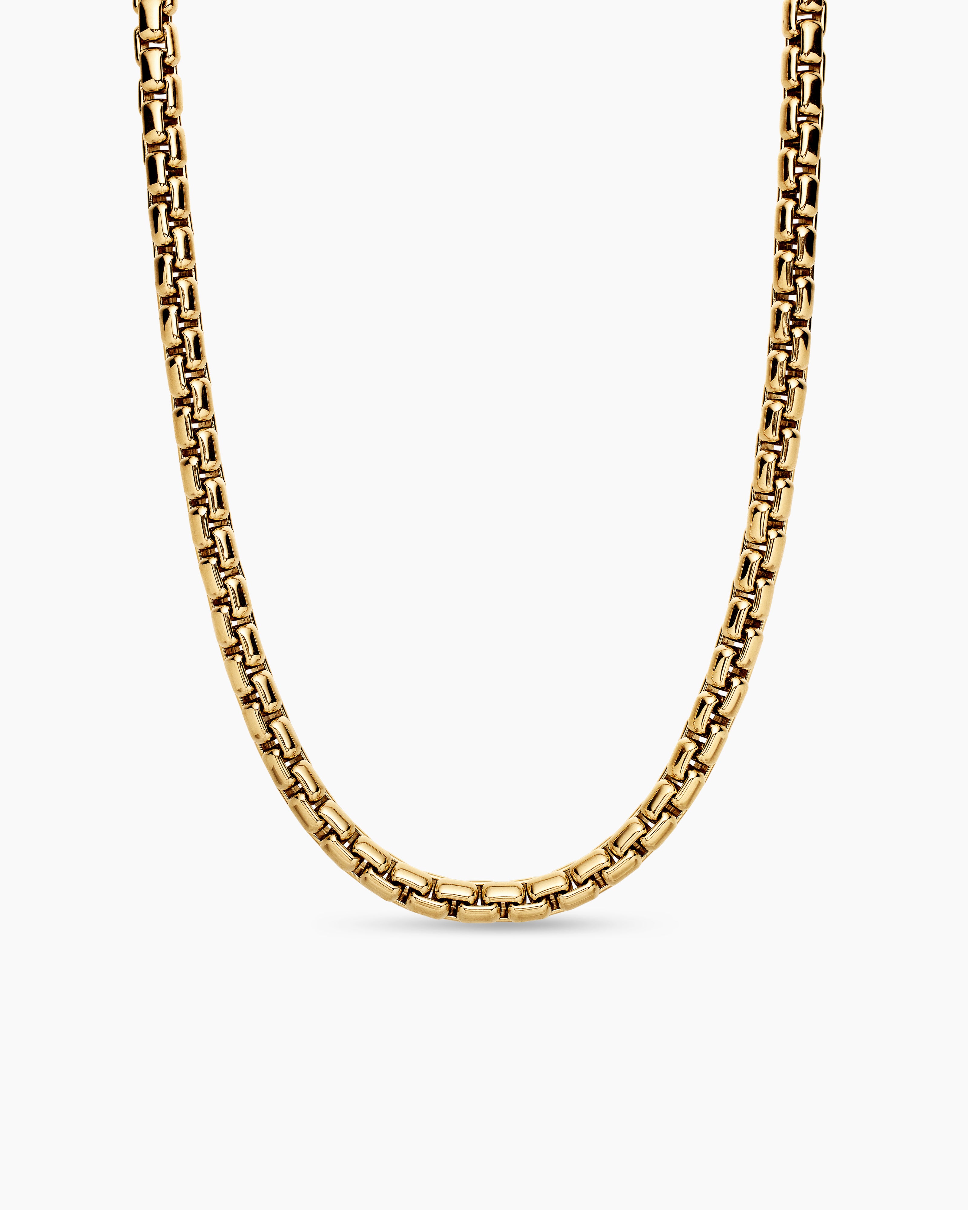 Mens Box Chain Necklace in 18K Yellow Gold, 7.5mm