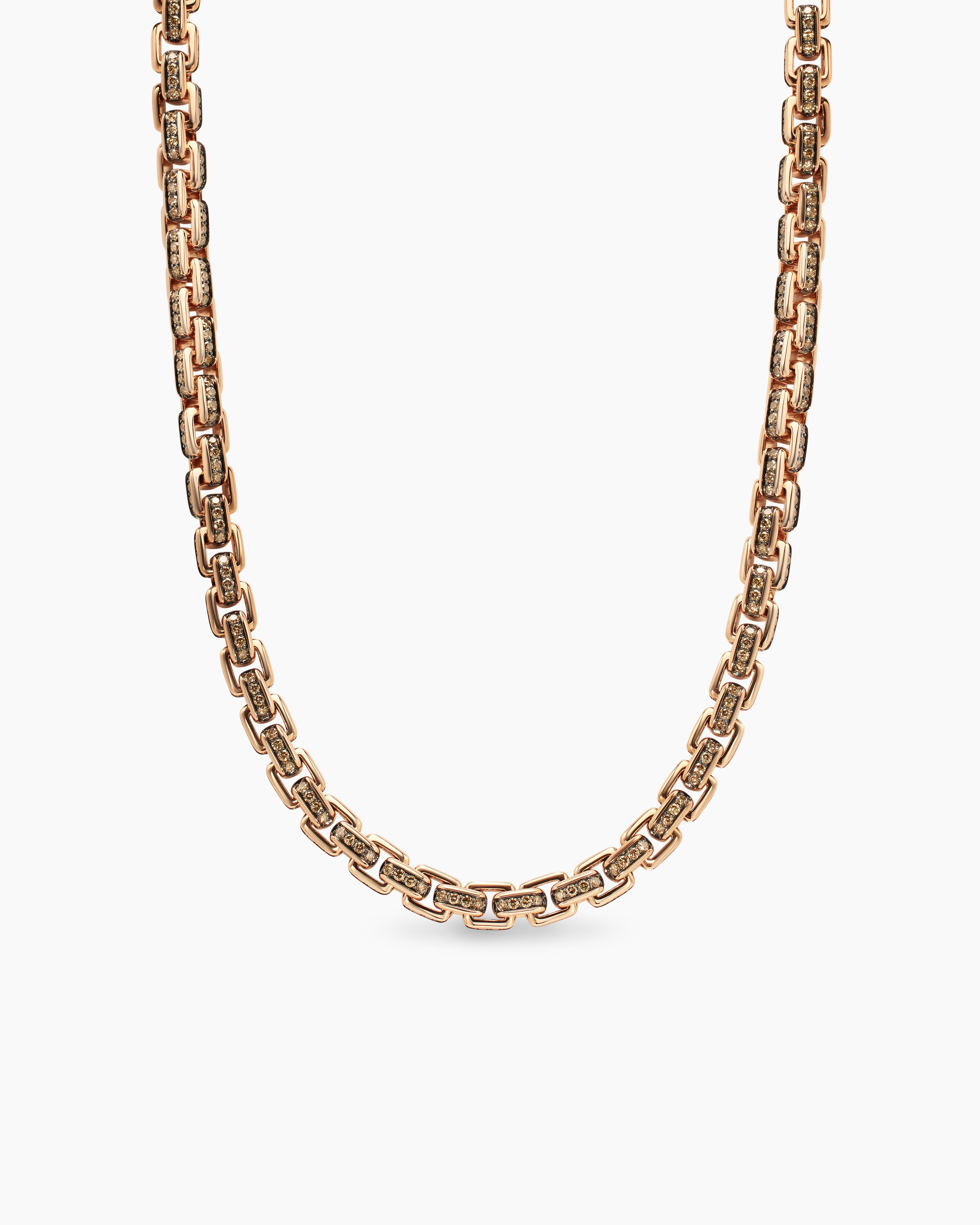 Mens Box Chain Necklace in 18K Rose Gold, 7.5mm