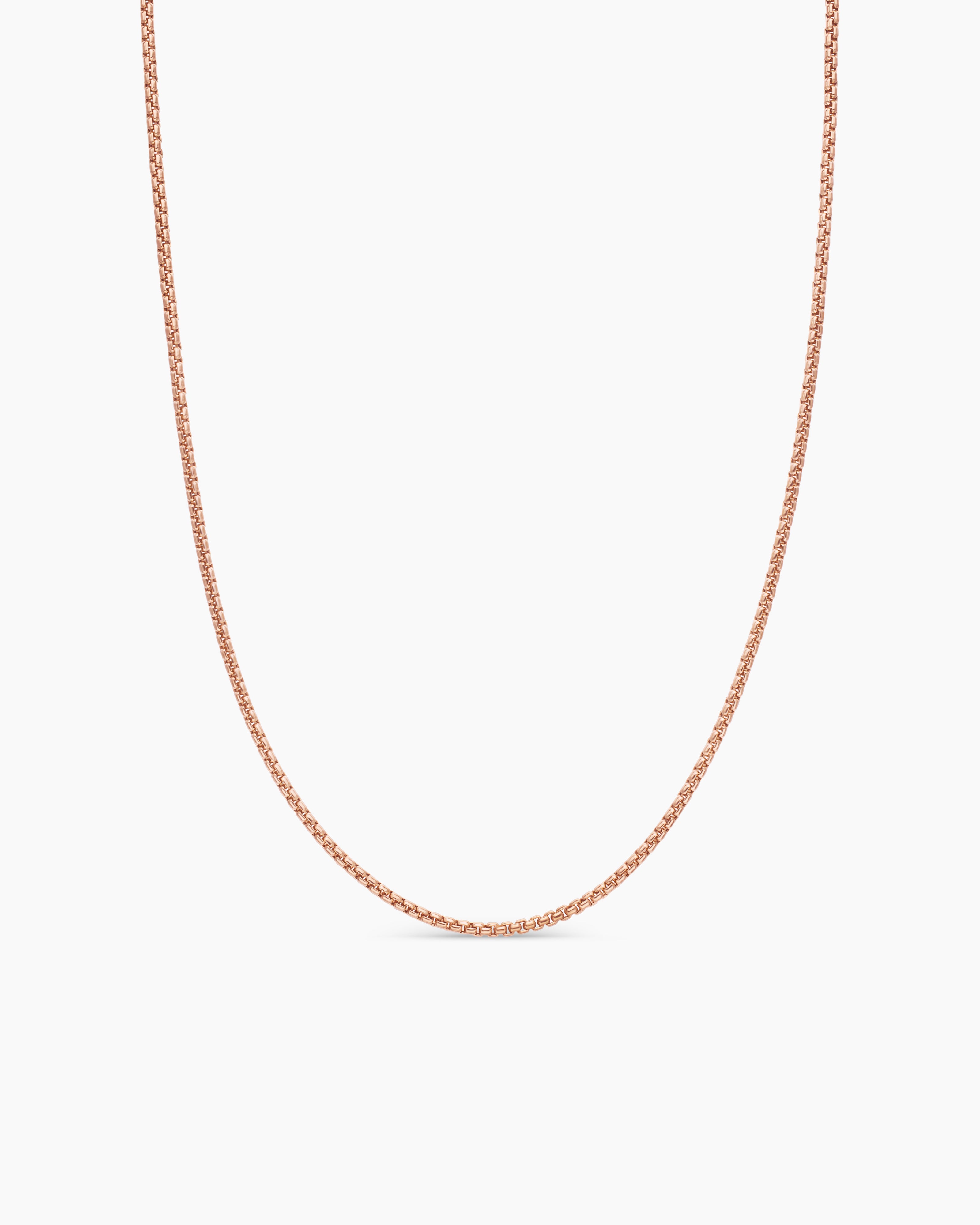 Womens Box Chain Necklace in 18K Rose Gold, 1.7mm