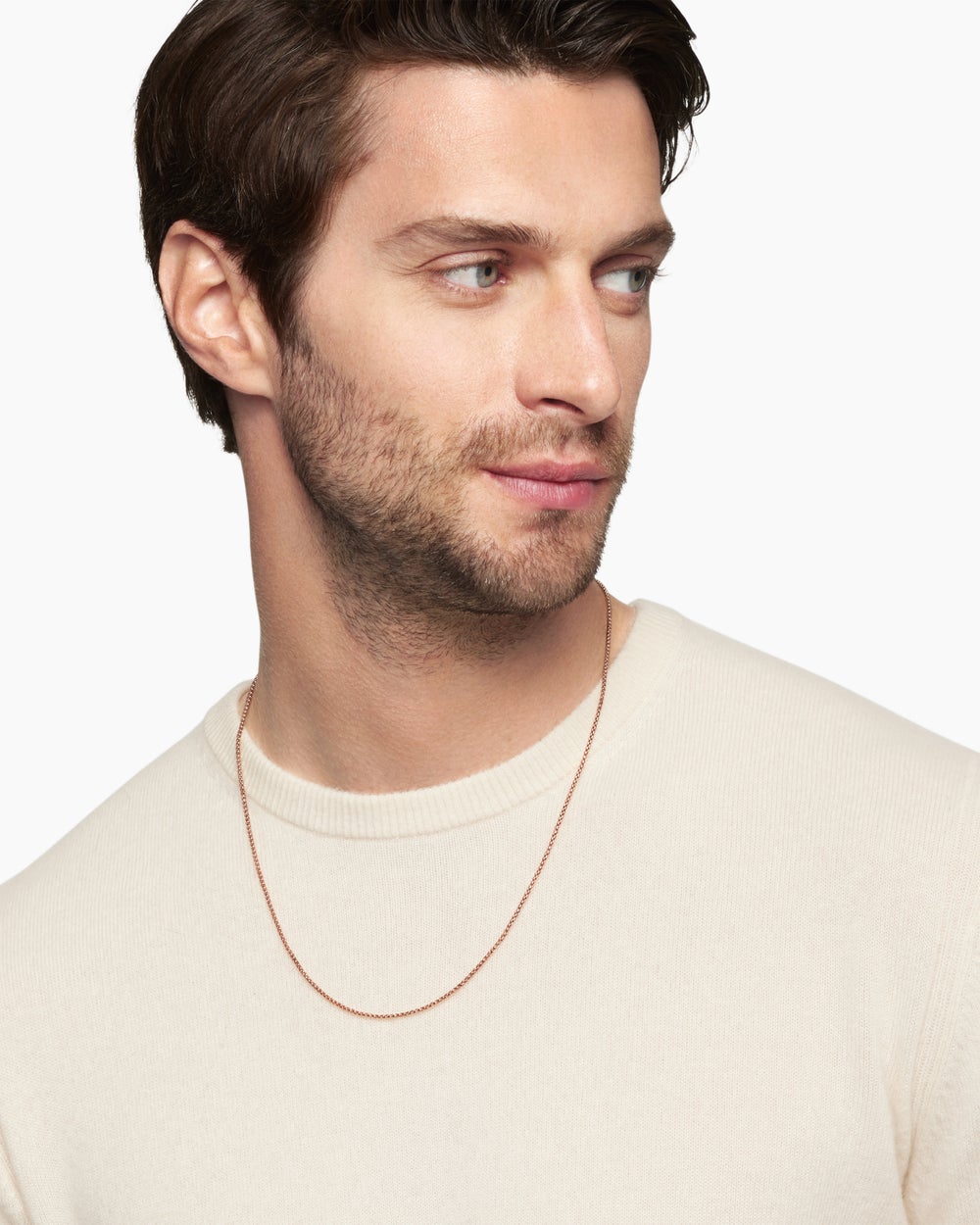 Mens Box Chain Necklace in 18K Rose Gold, 1.7mm