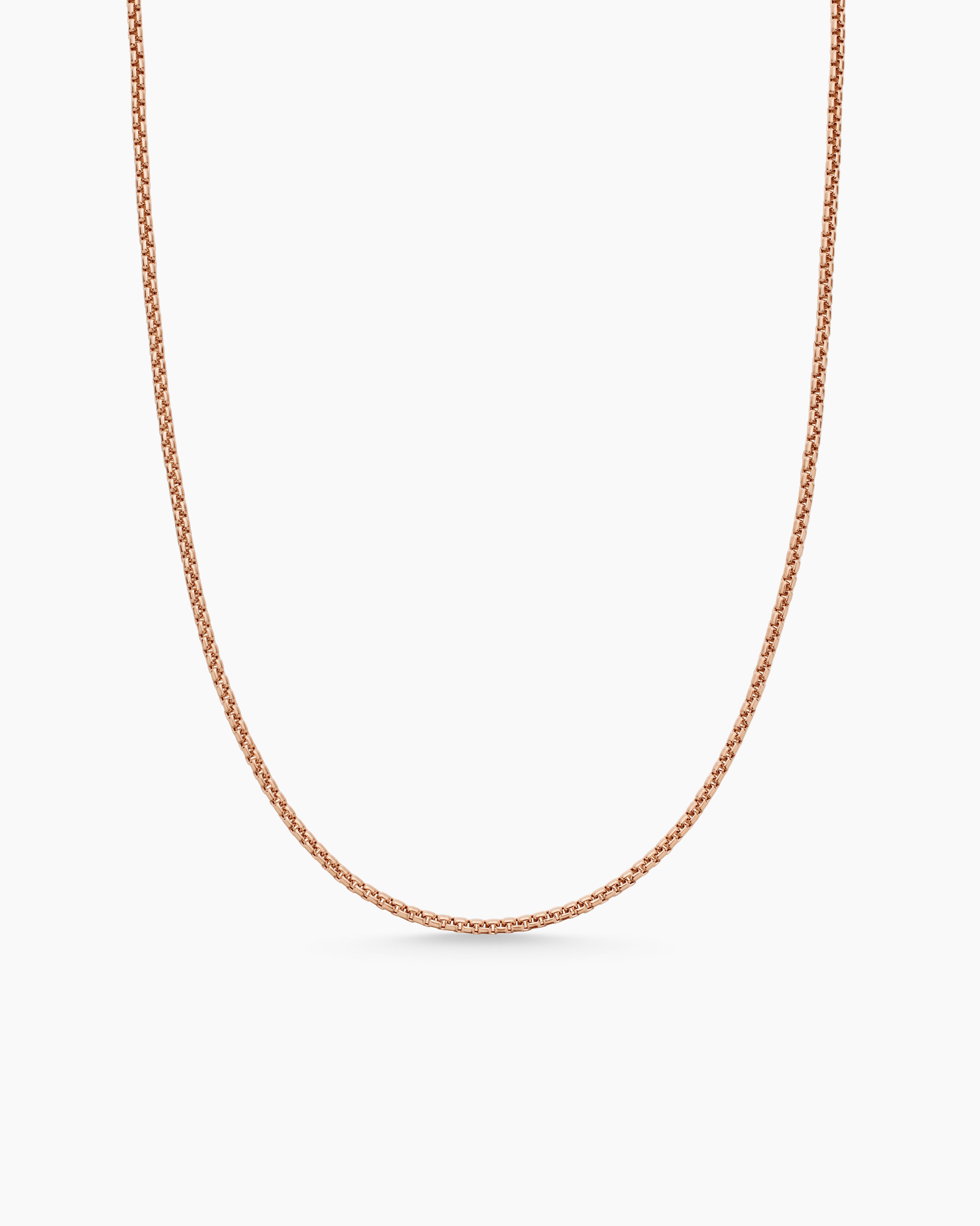 Mens Box Chain Necklace in 18K Rose Gold, 1.7mm