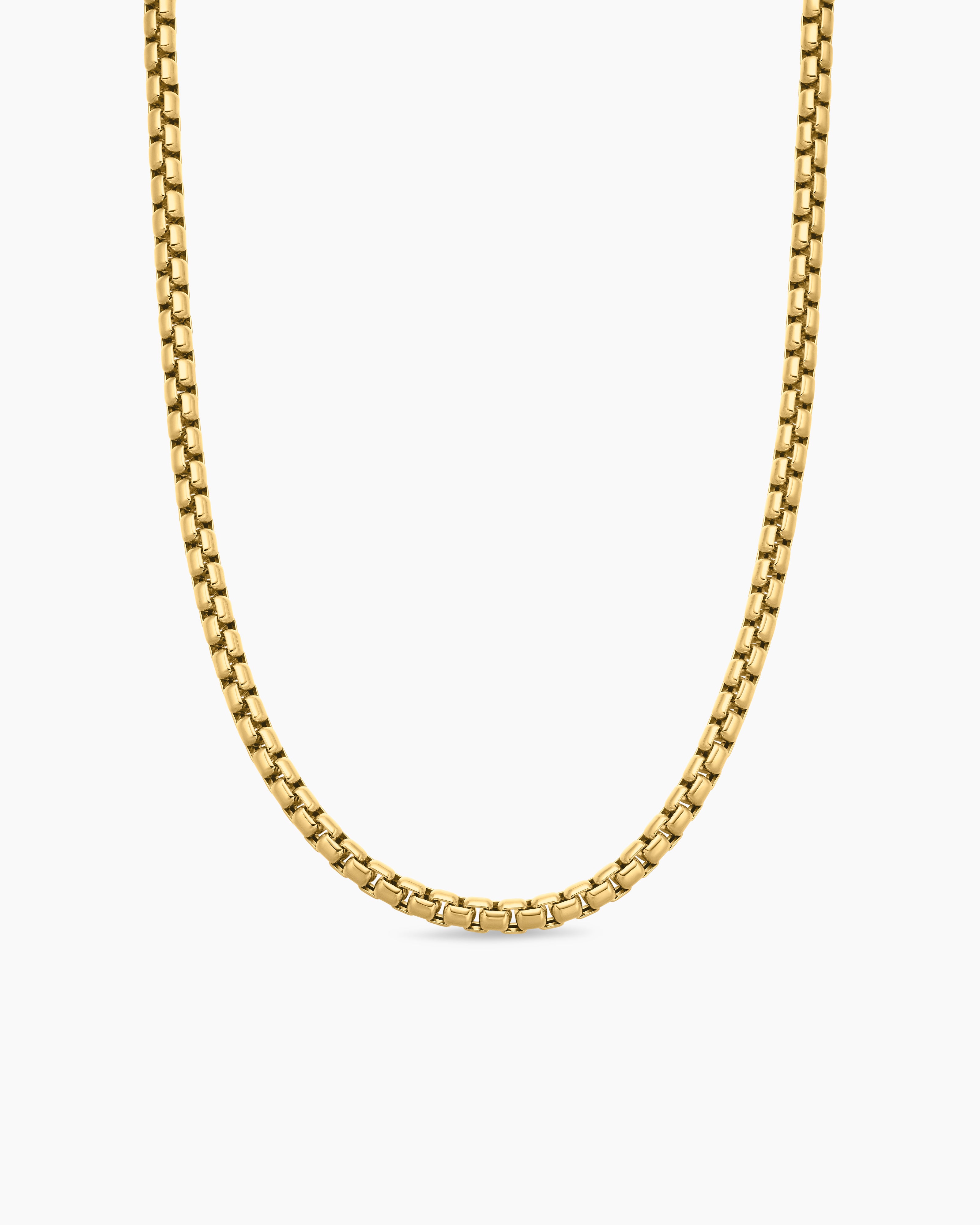 Mens Box Chain Necklace in 18K Yellow Gold, 5mm