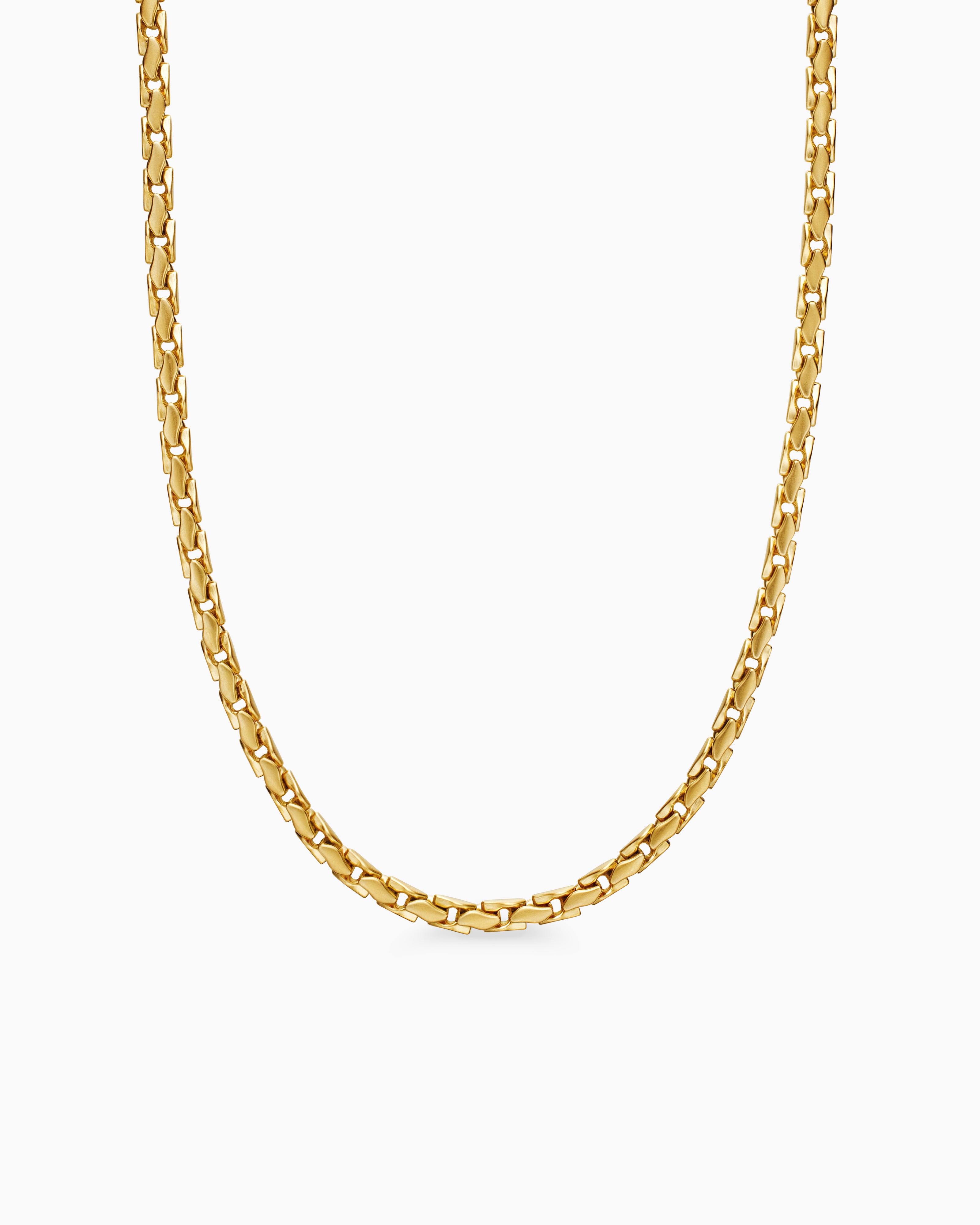 Mens Fluted Chain Necklace in 18K Yellow Gold, 5mm