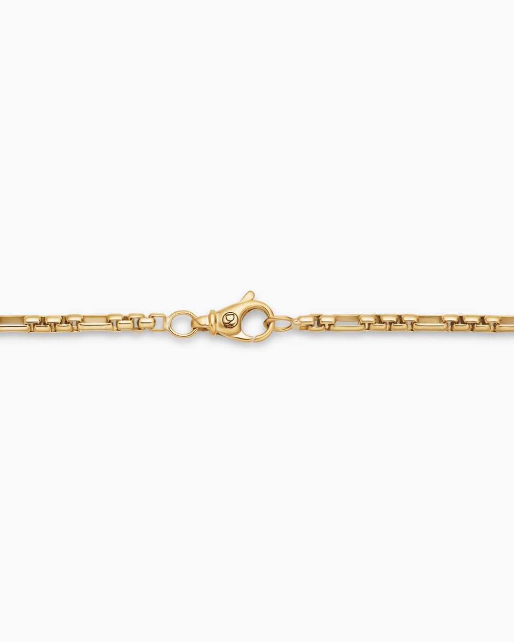 Mens Open Station Box Chain Necklace in 18K Yellow Gold, 3mm