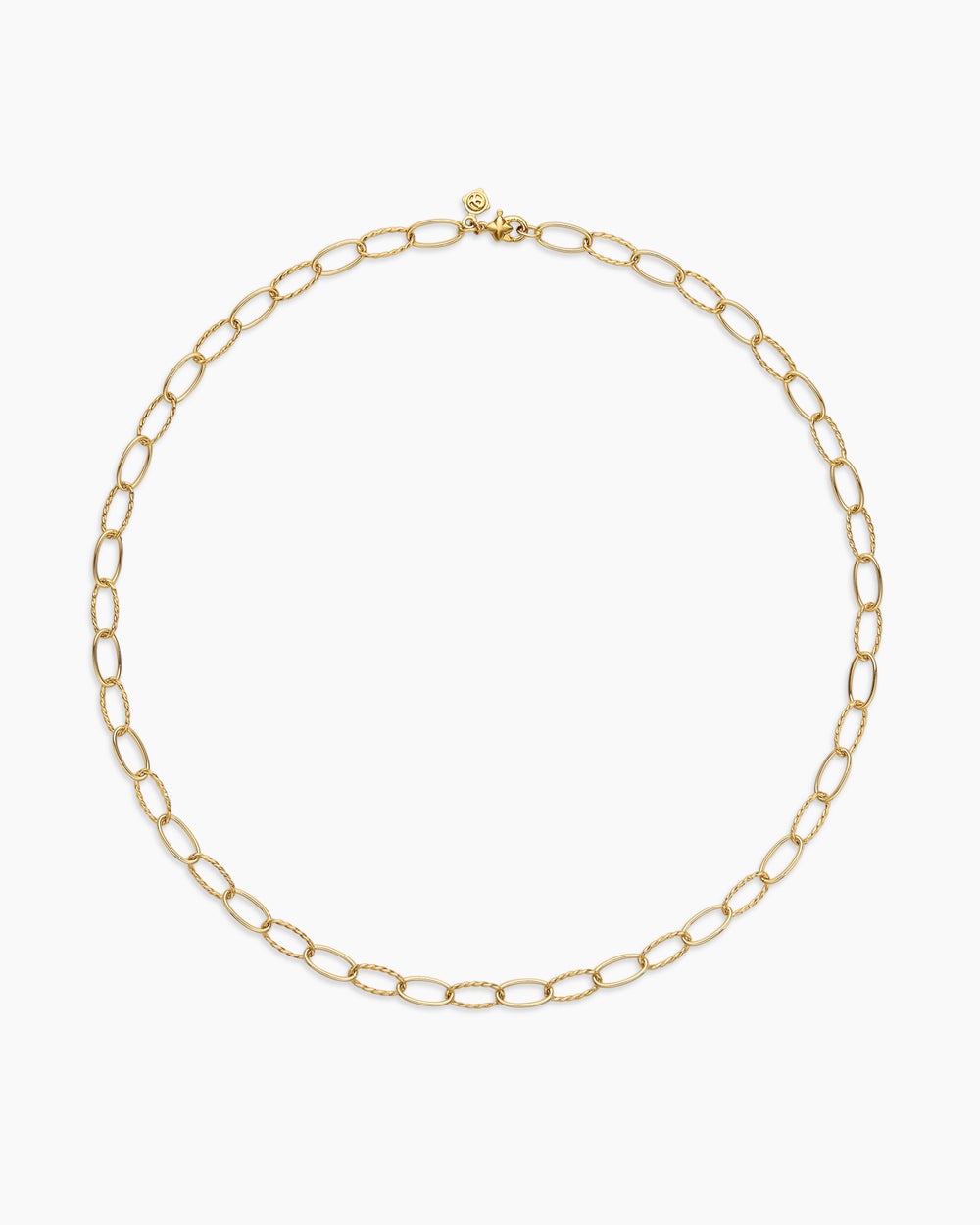 Womens Elongated Oval Link Necklace in 18K Yellow Gold, 6mm