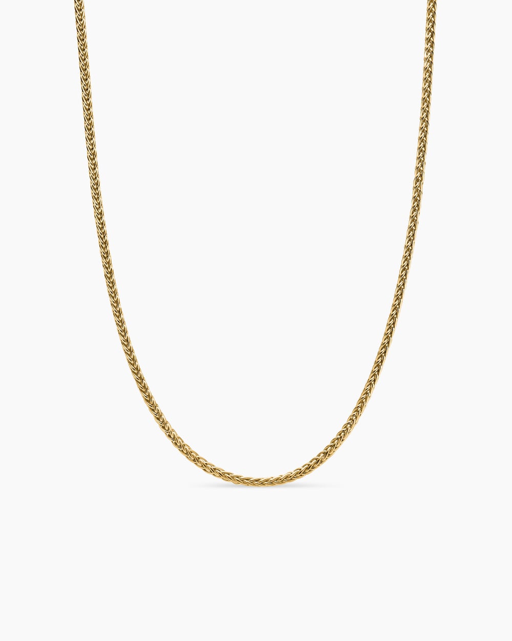 Mens Wheat Chain Necklace in 18K Yellow Gold, 2.5mm