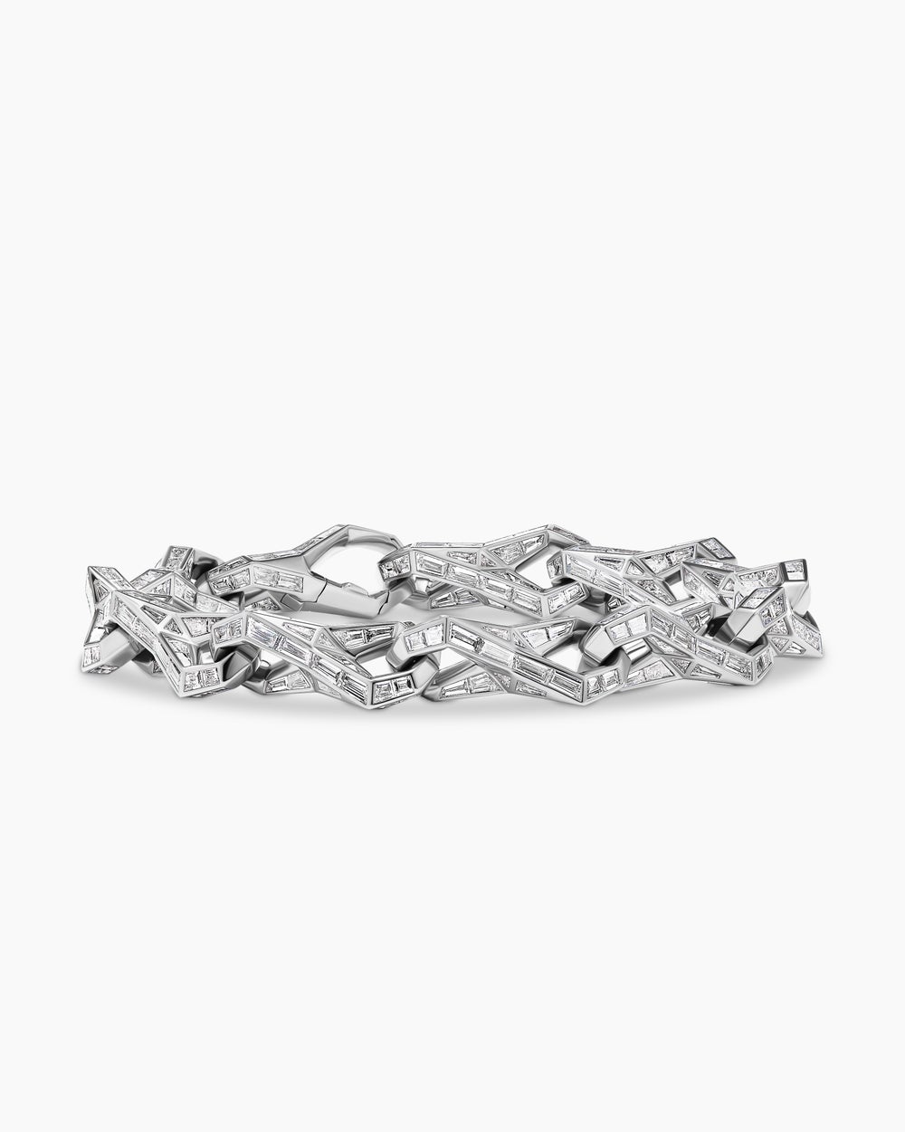 Mens Faceted Chain Link Bracelet in Platinum with Diamonds
