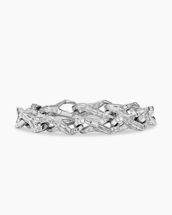 Bracelet à maillons Chain Link Faceted en platine avec diamants
