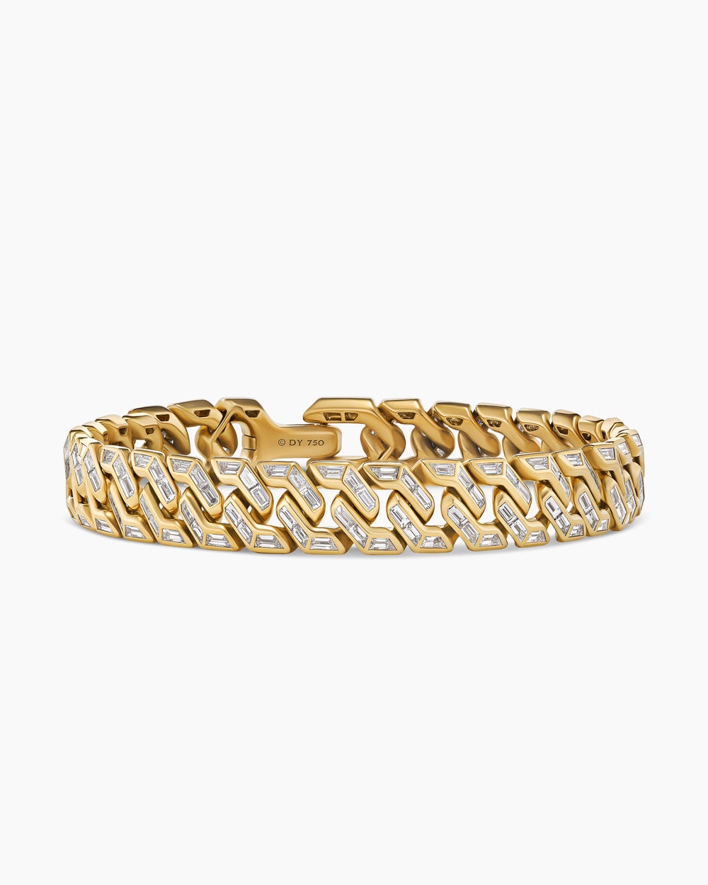 Mens Angular Curb Chain Bracelet in Yellow Gold