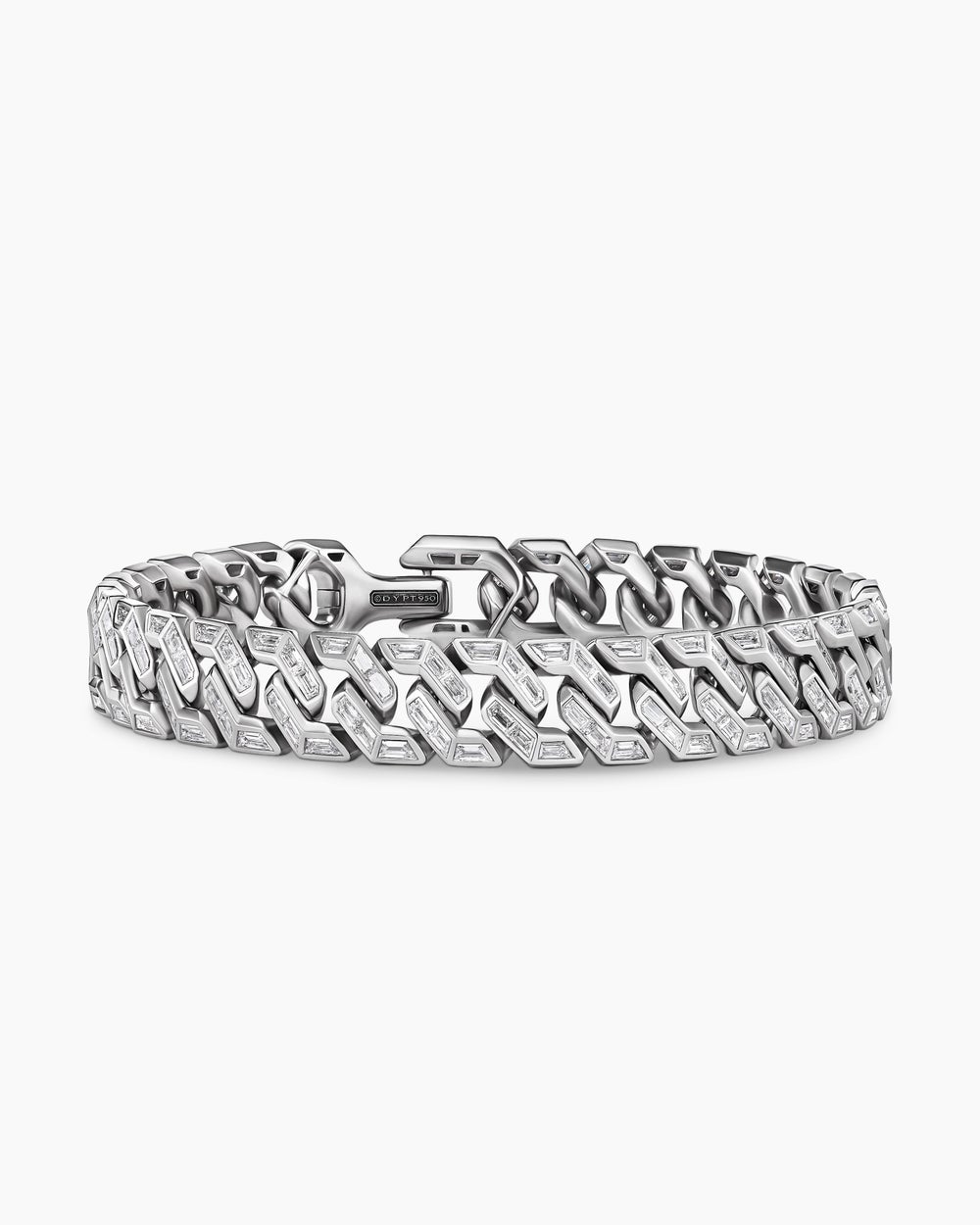 Mens Angular Curb Chain Bracelet in Platinum
