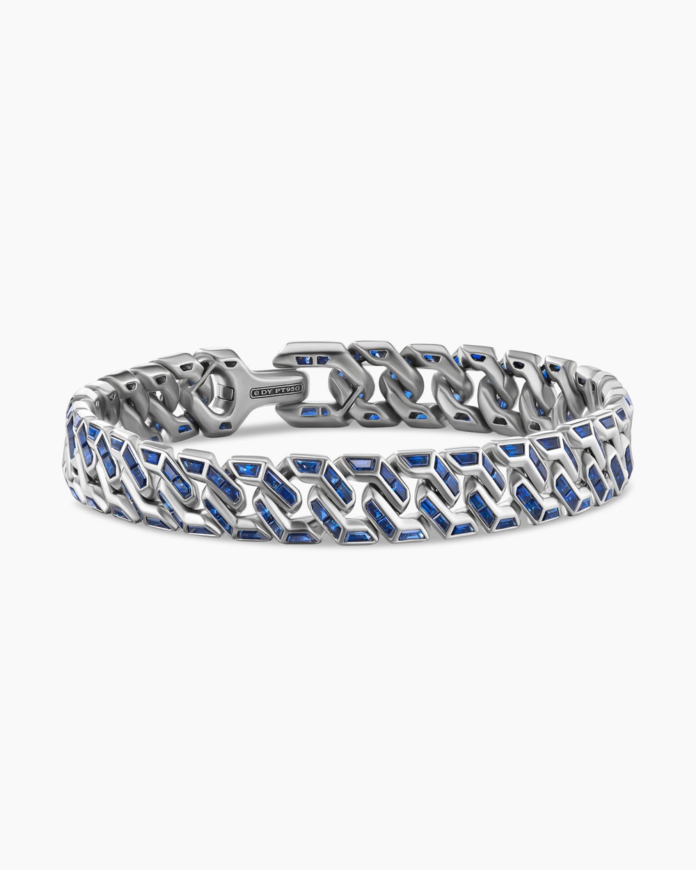 Mens Angular Curb Chain Bracelet in Platinum