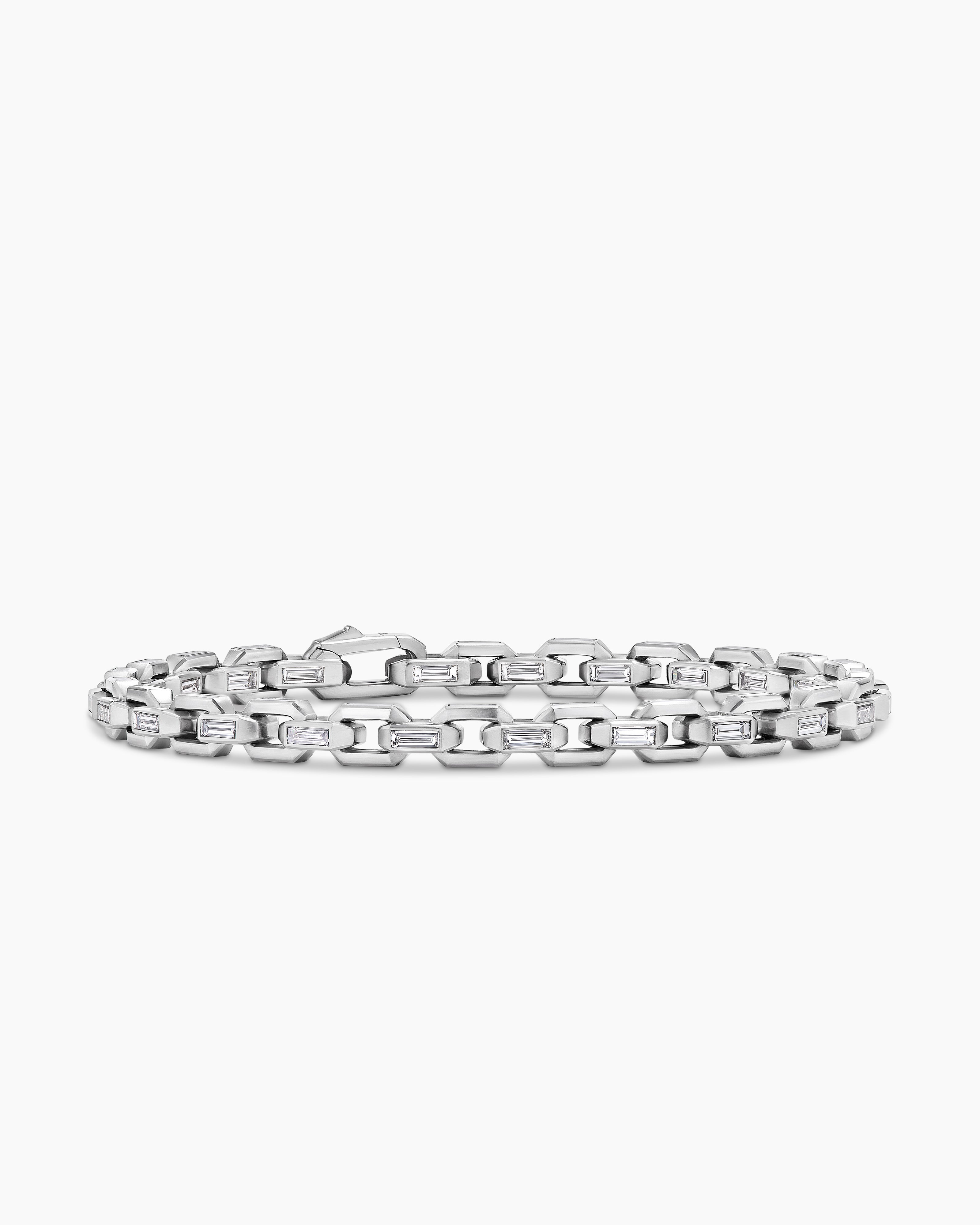 Deco Chain Bracelet in Platinum with Diamonds
