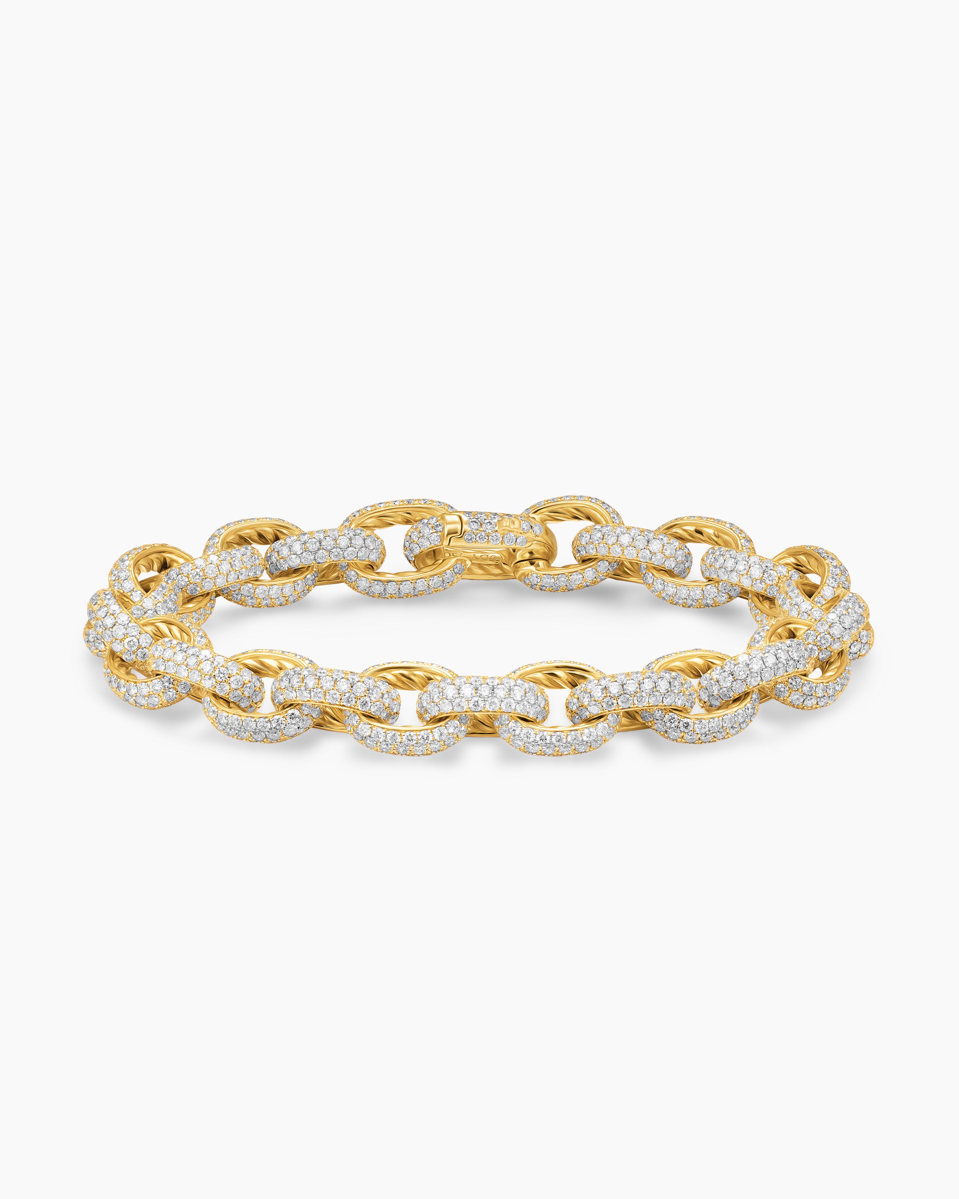 Pav&eacute; Oval Chain Bracelet in Yellow Gold with Diamonds