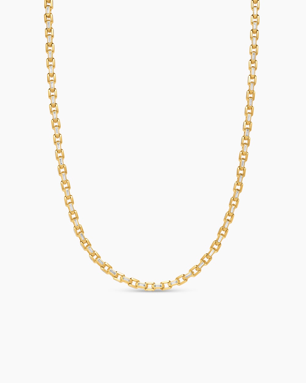 Mens Deco Chain Link Necklace in Yellow Gold with Diamonds