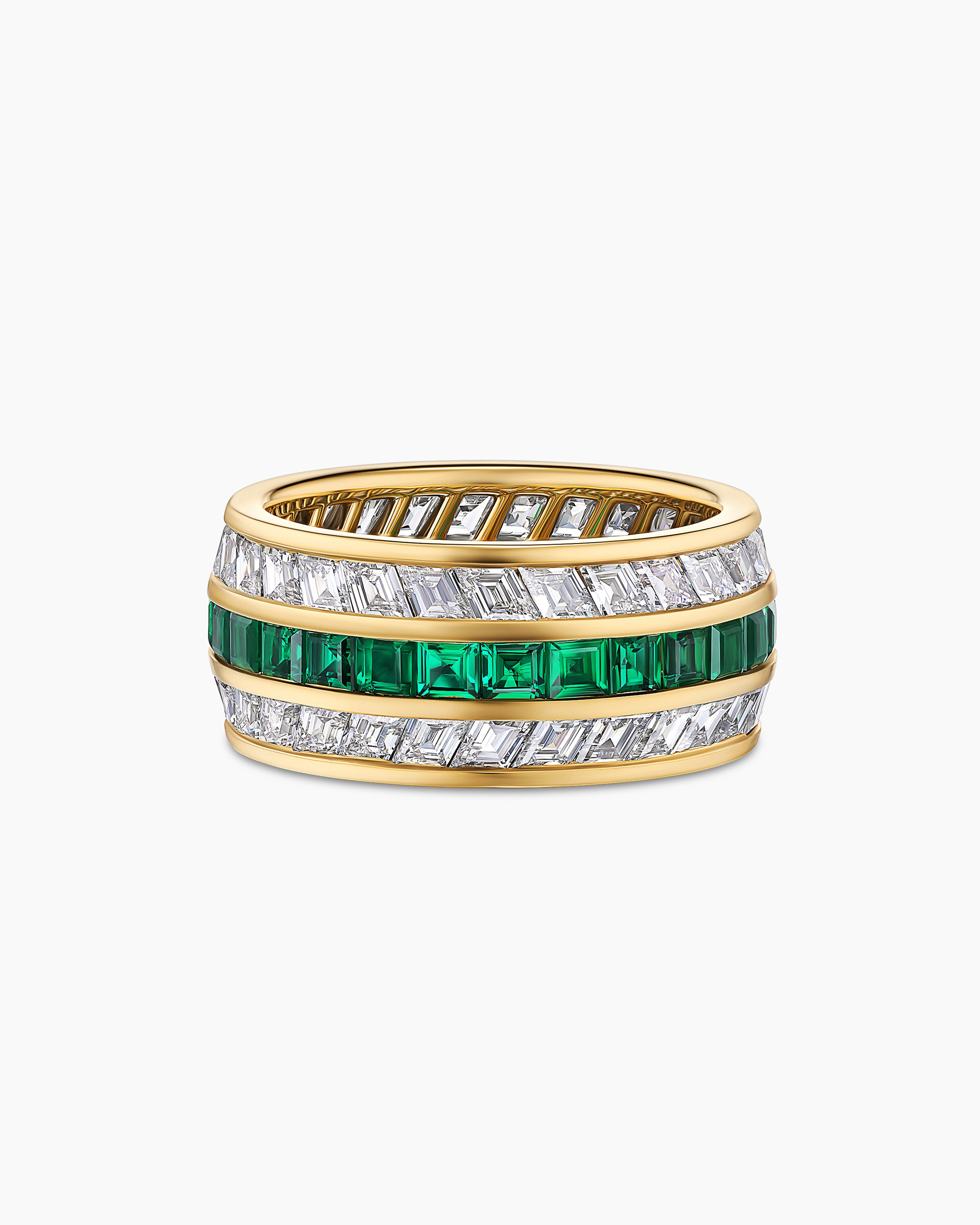 Mens Deco Stone Band Ring in Yellow Gold