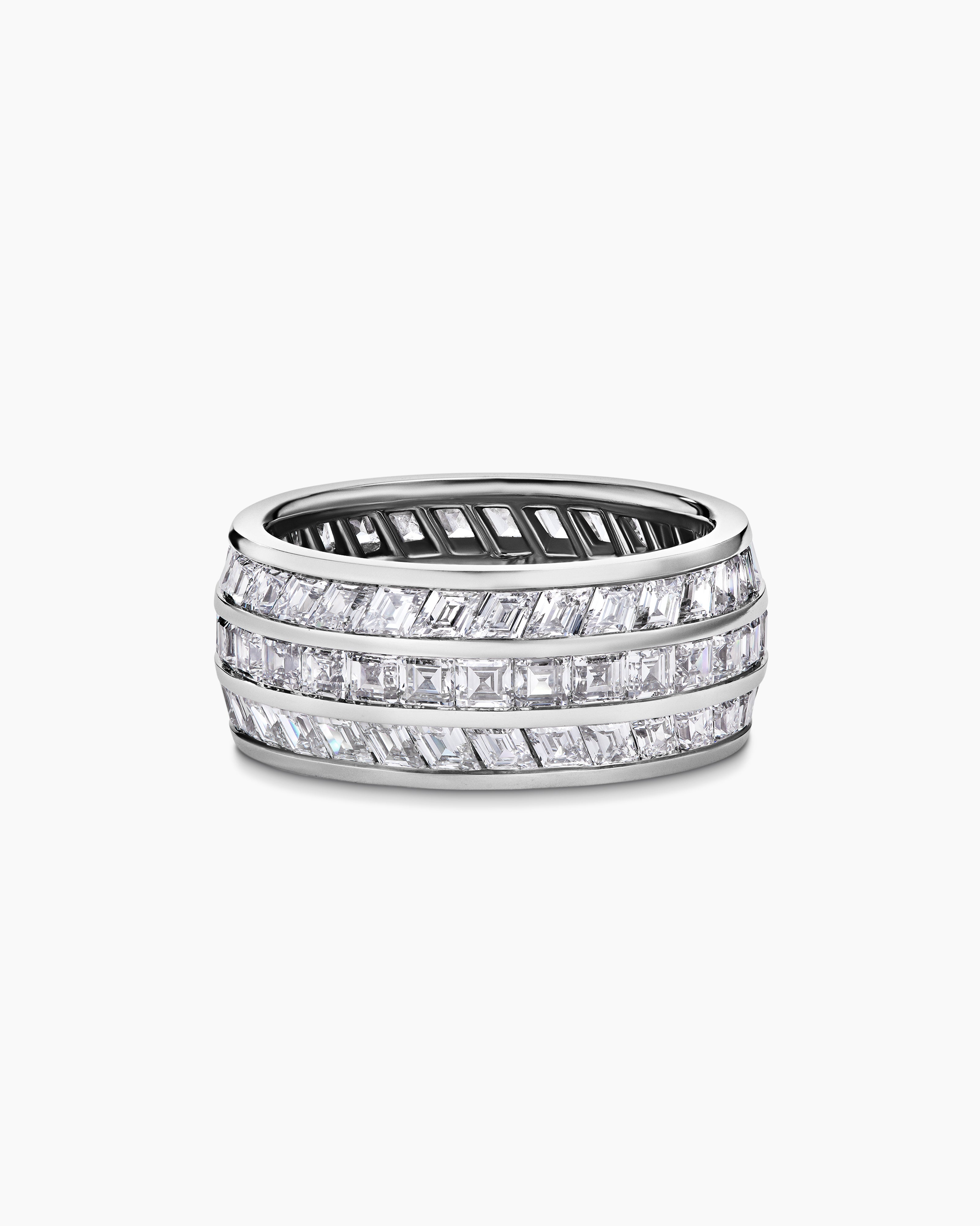 Mens Deco Stone Band Ring in Platinum