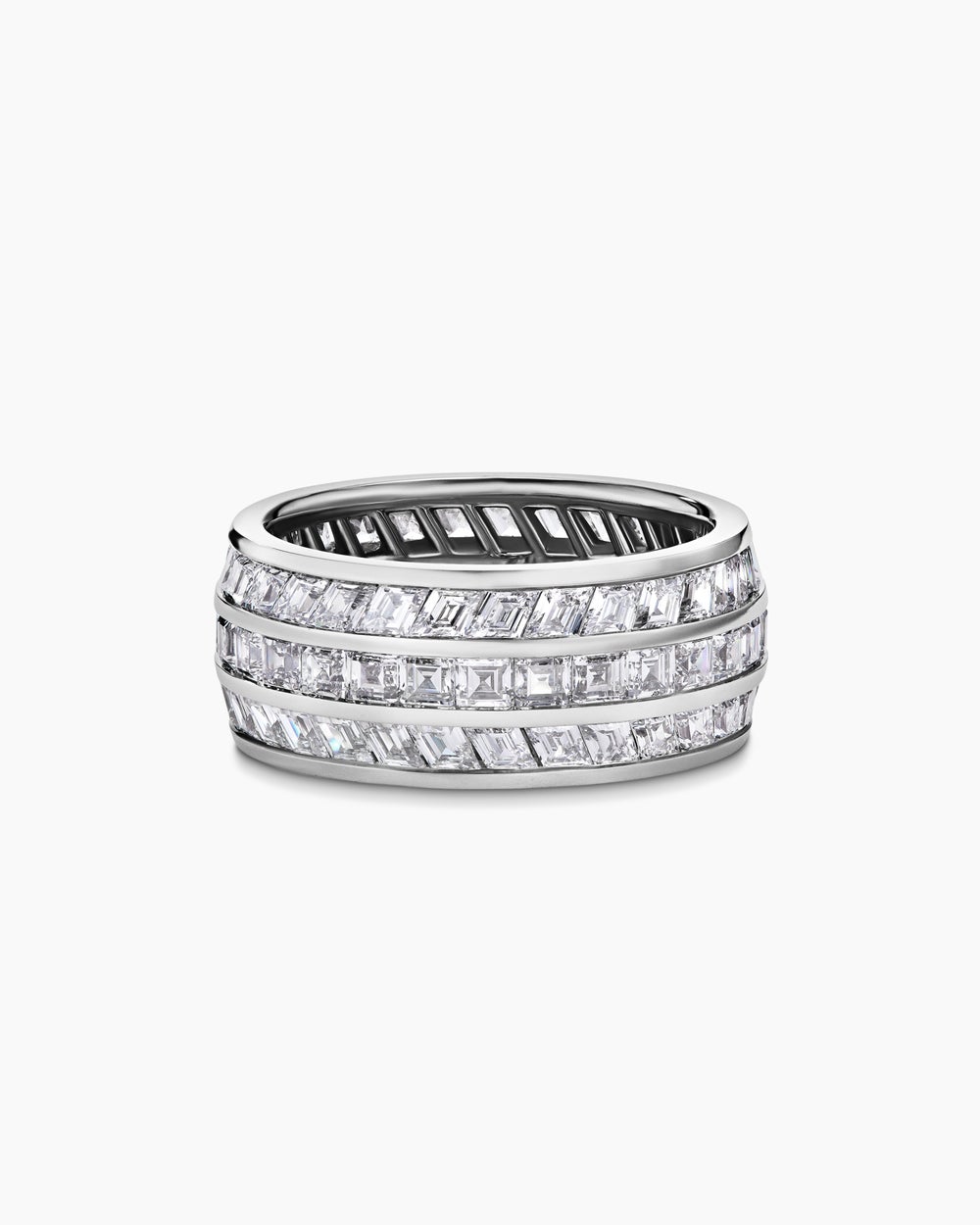 Mens Deco Stone Band Ring in Platinum