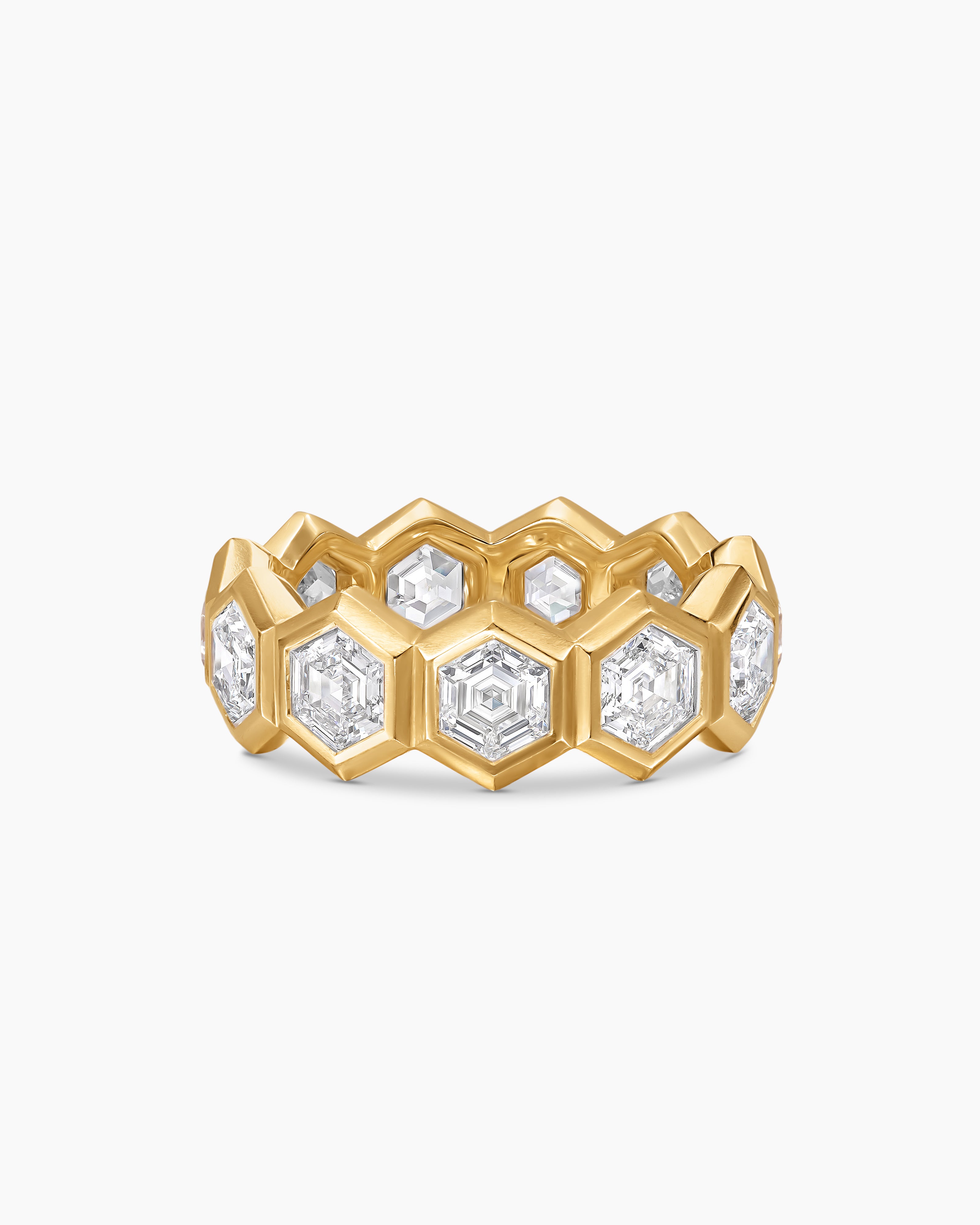 Anneau Hex Eternity en or jaune avec diamants homme 
