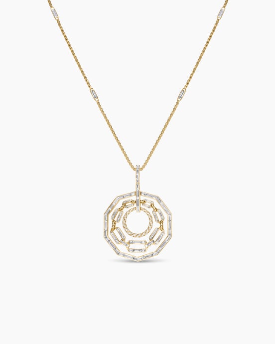 Stax Round Pendant Necklace in Yellow Gold with Diamonds