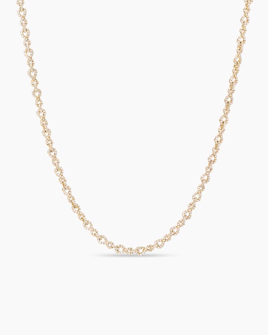 Pavé Infinity Twist Chain Necklace in Yellow Gold with Diamonds