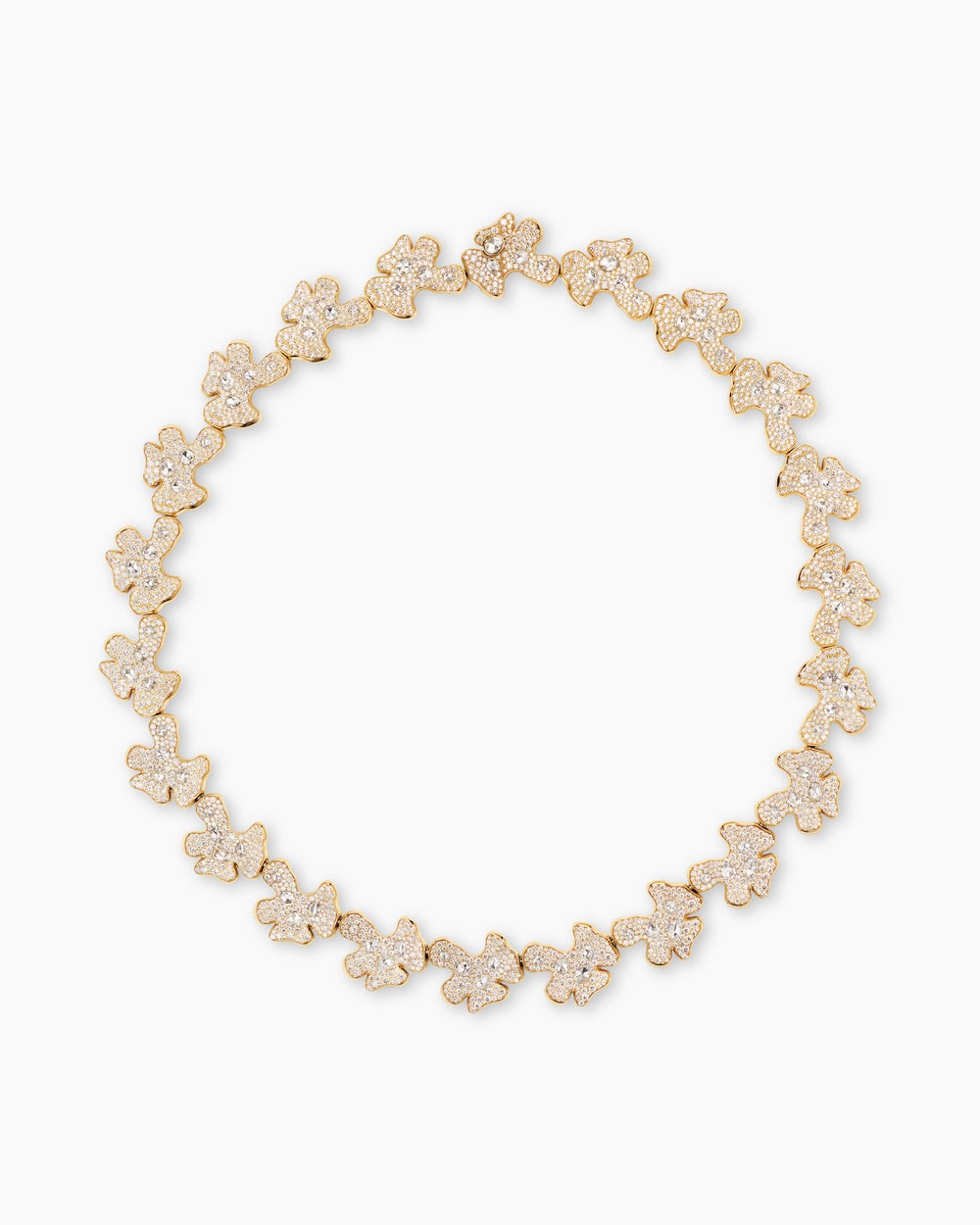 Womens Petals Single Row Necklace in Yellow Gold with Diamonds