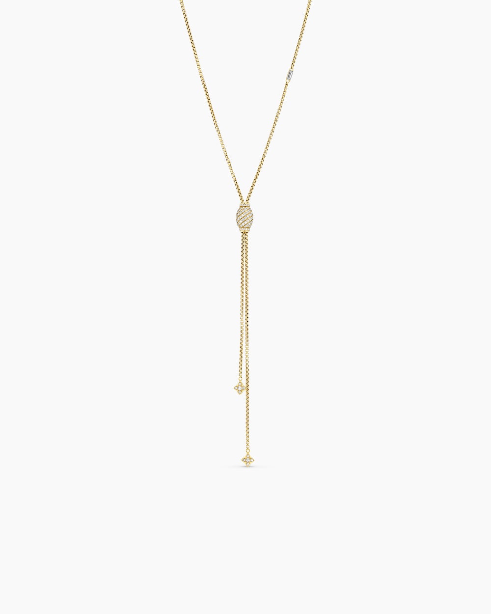 Womens Pavé Chain Cable Slider Chain Necklace in Yellow Gold with Diamonds