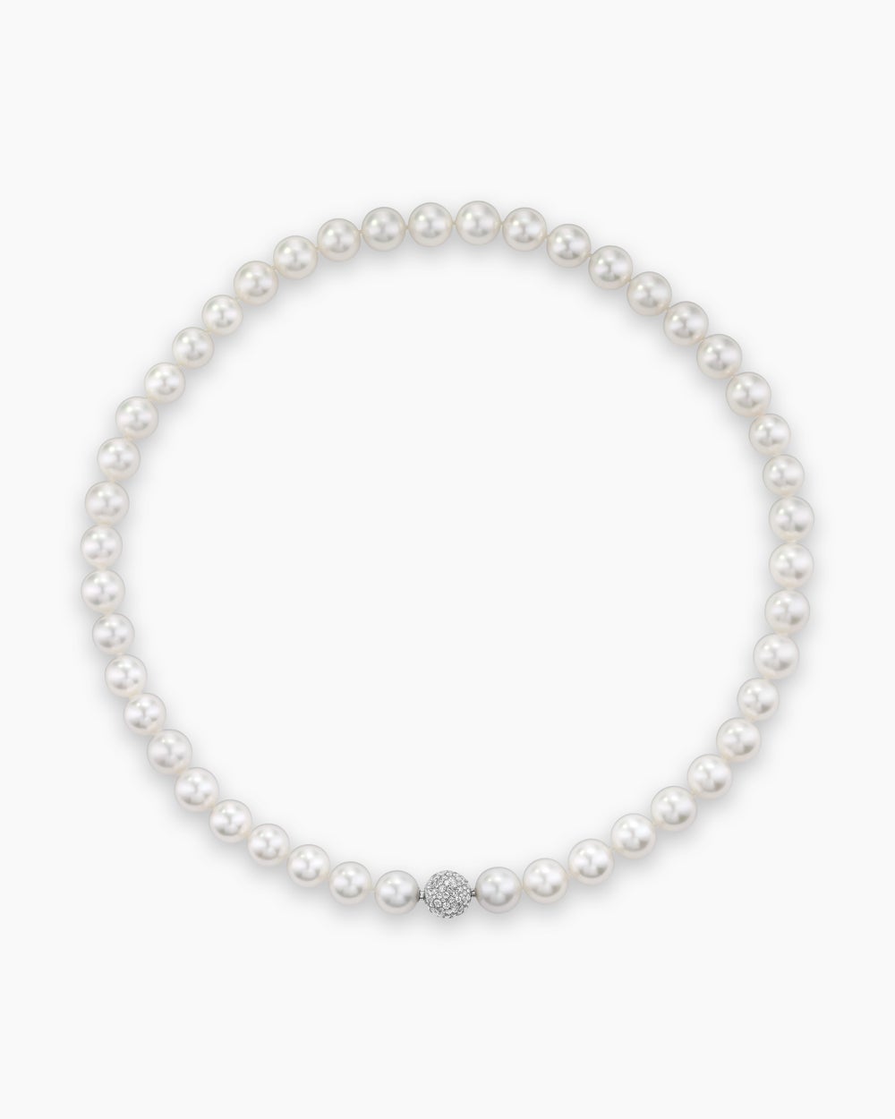Womens DY Lumina South Sea White Pearl Necklace in Platinum with Diamonds