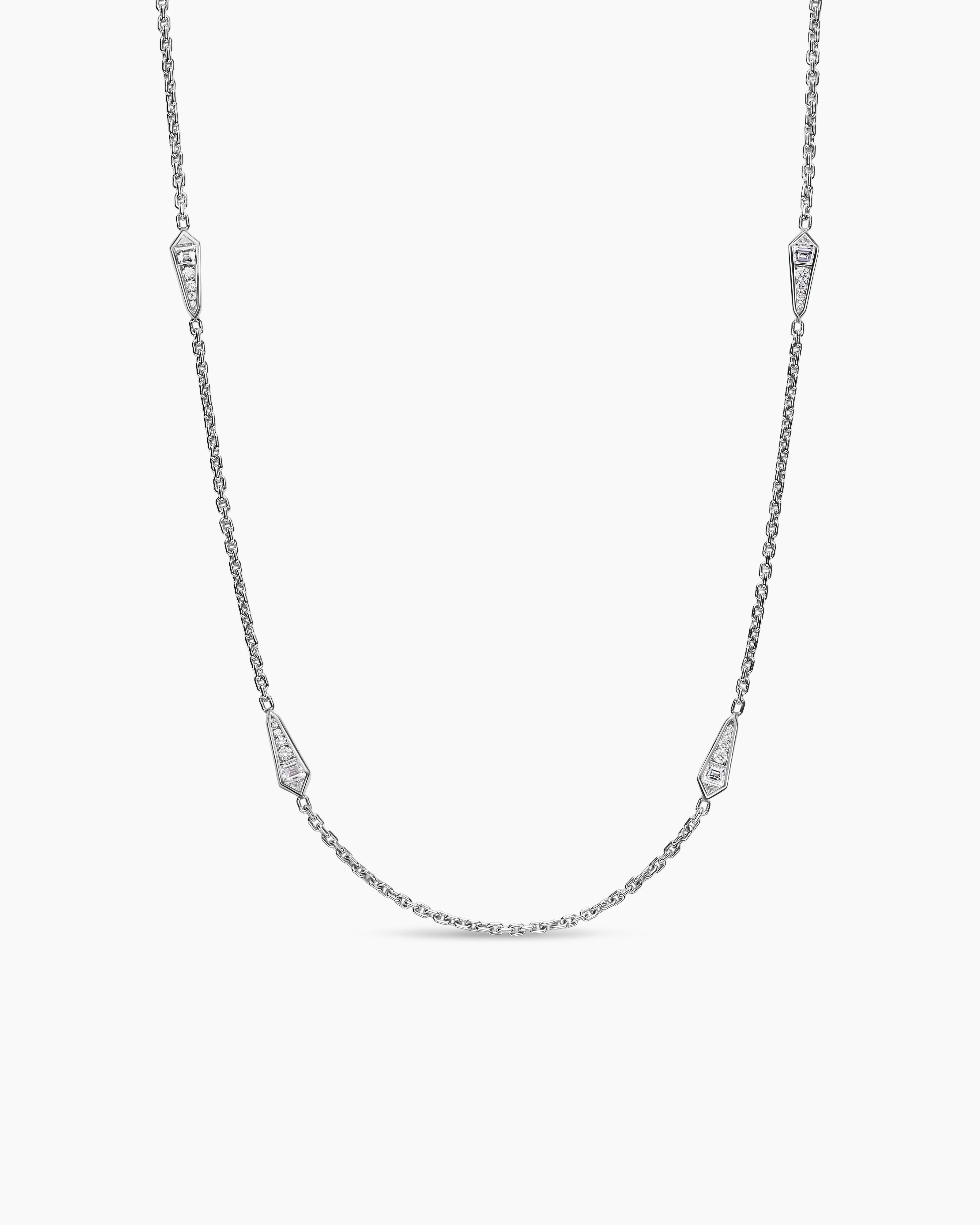 Womens Liberty Chain Necklace in White Gold with Diamonds