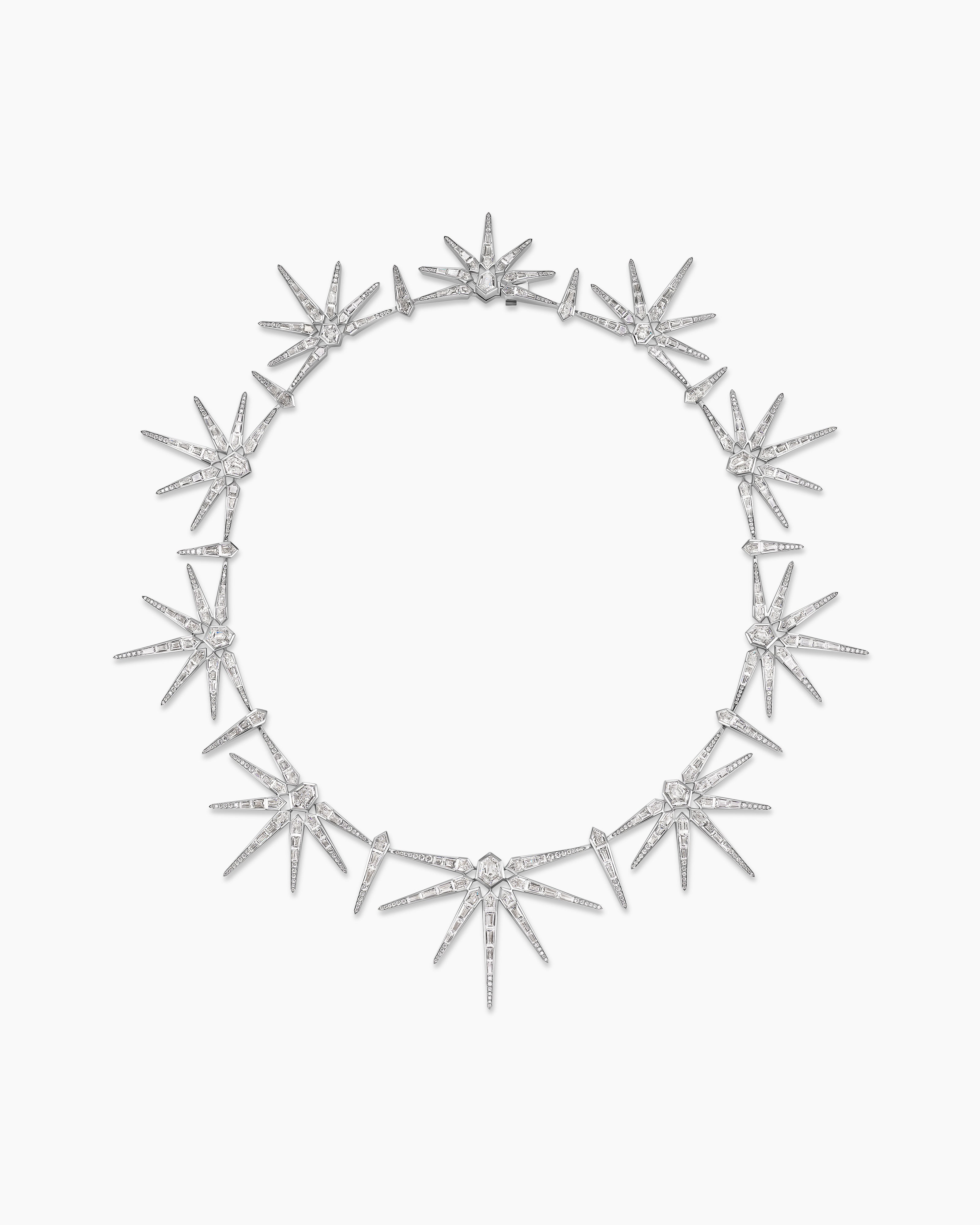 Womens Liberty Statement Necklace in White Gold with Diamonds