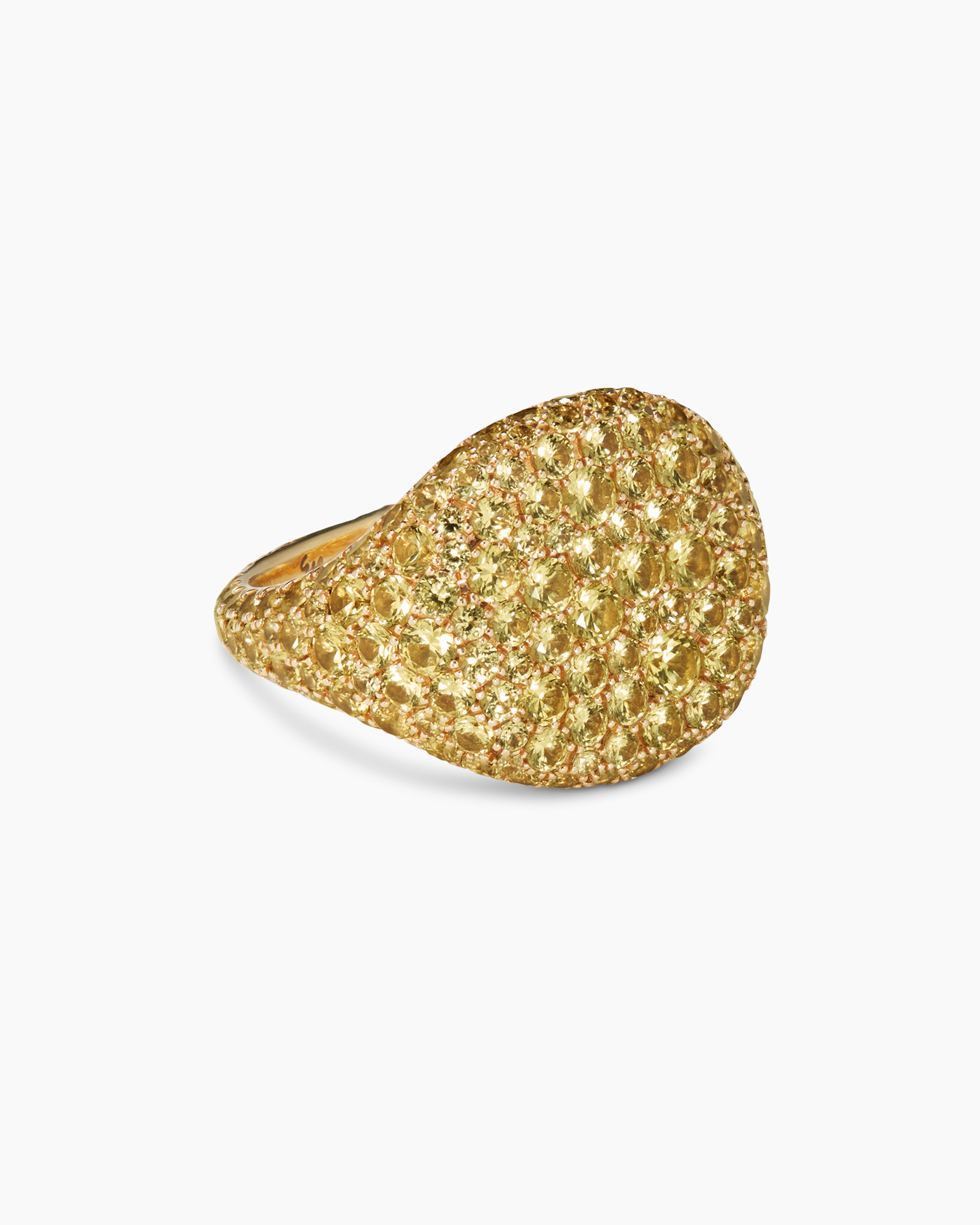 Womens Pav&eacute; Pinky Ring in Yellow Gold, 13mm
