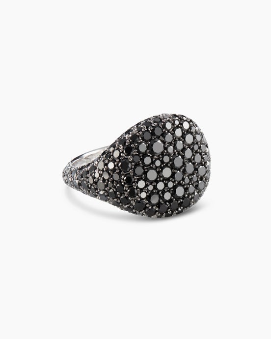 Pavé Pinky Ring in White Gold with Black Diamonds