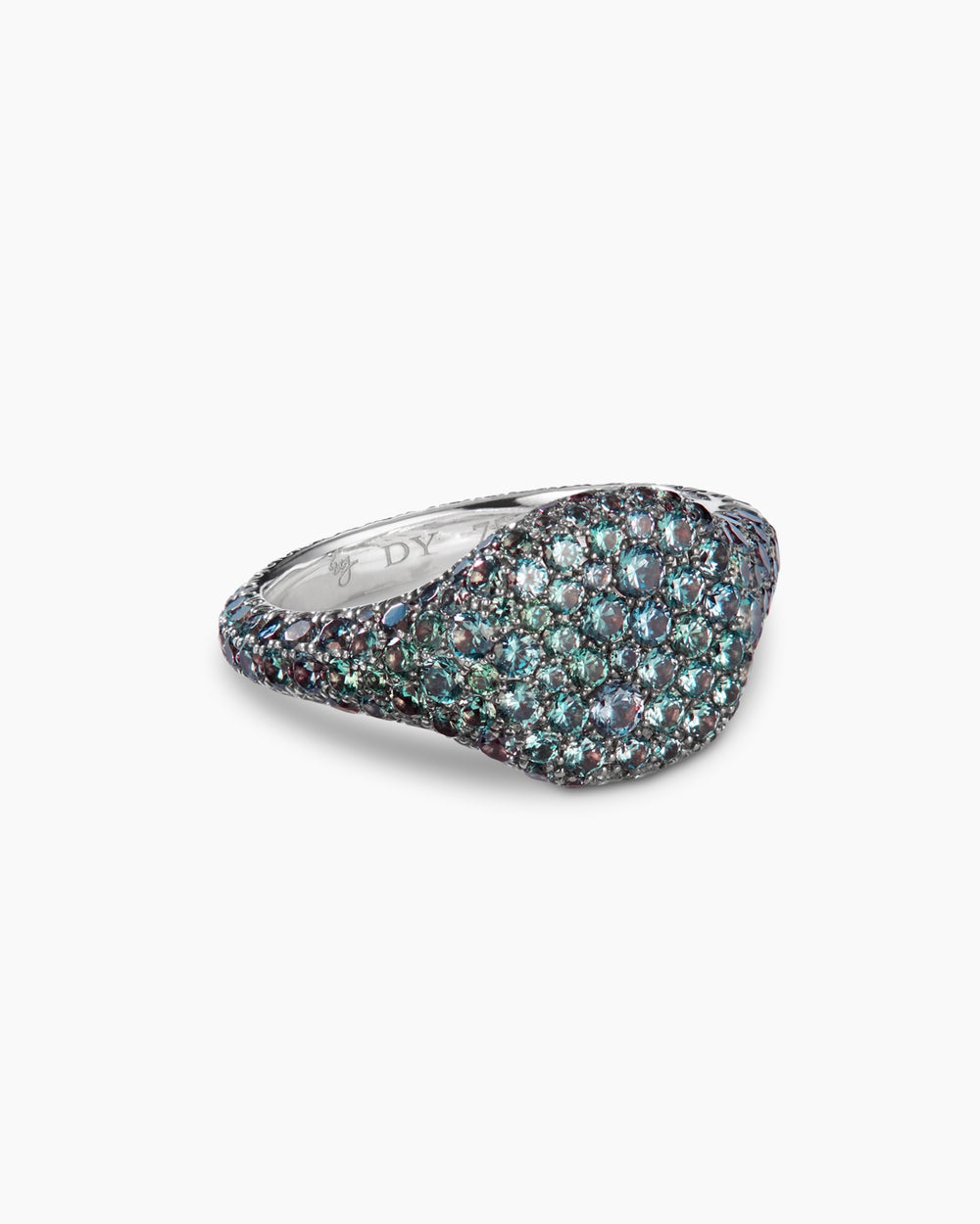 Womens Pavé Pinky Ring in White Gold, 10mm