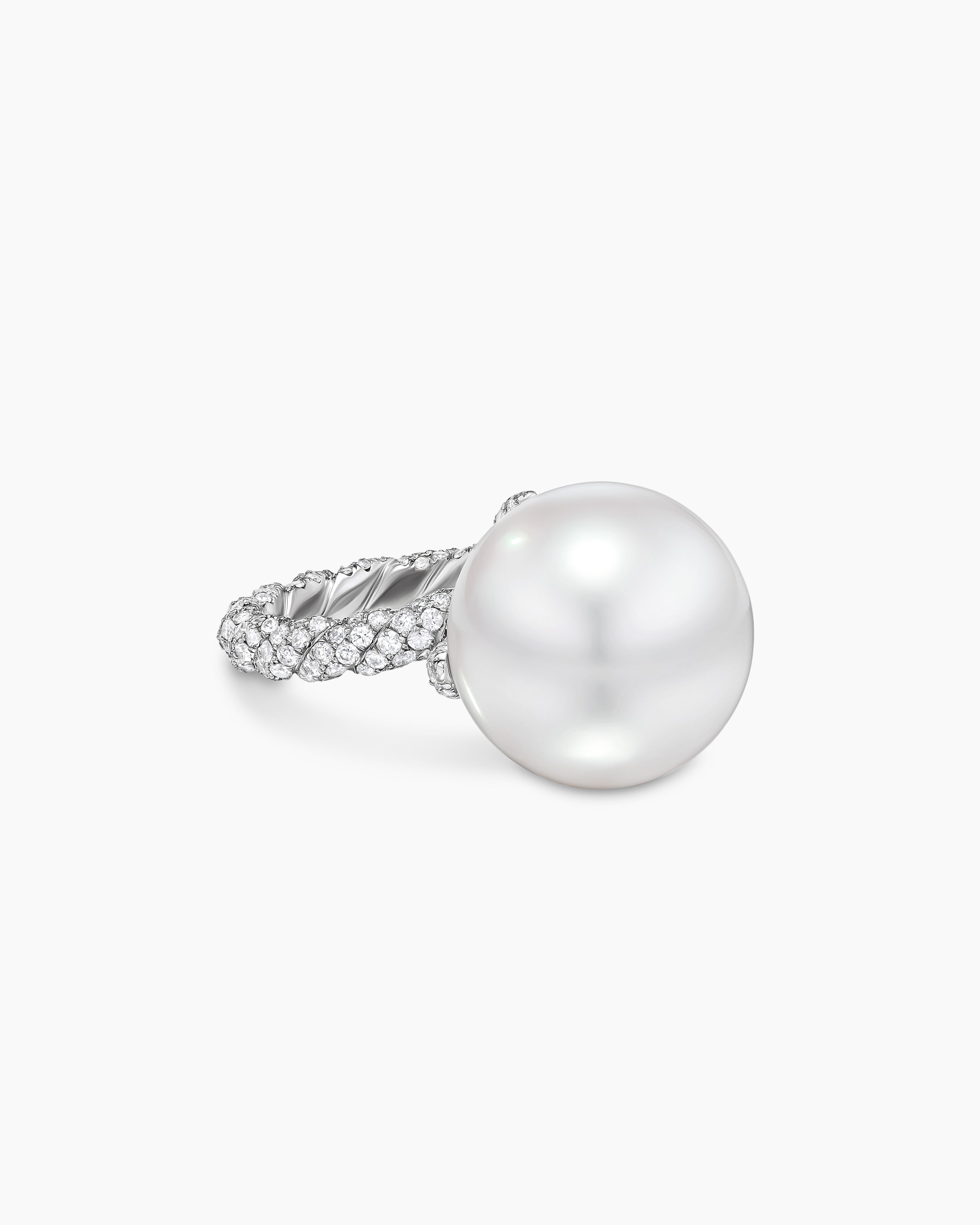 Bague Twist Classic Pearl DY Lumina en or blanc avec diamants femme 