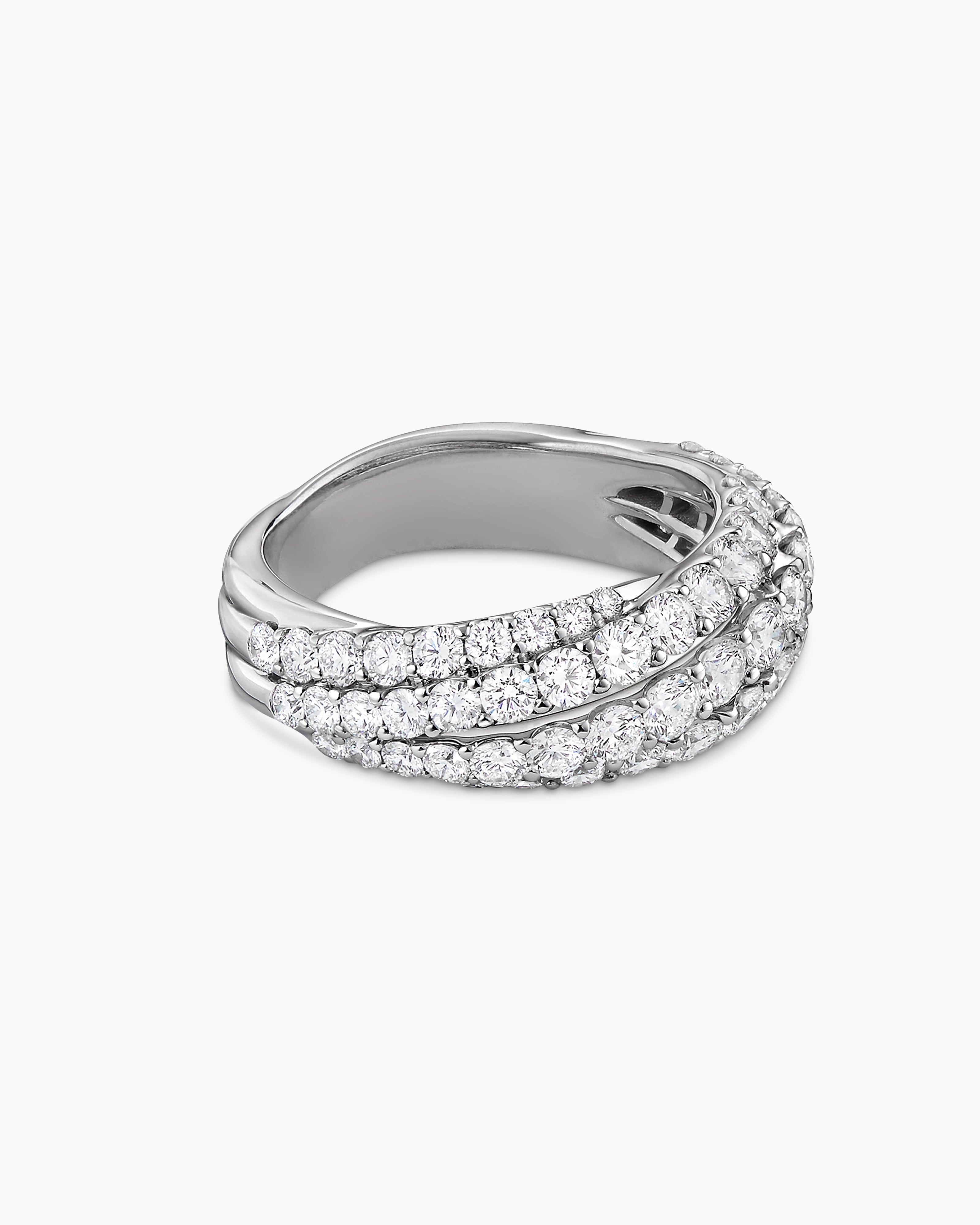 Womens Floating Diamonds Ring in White Gold
