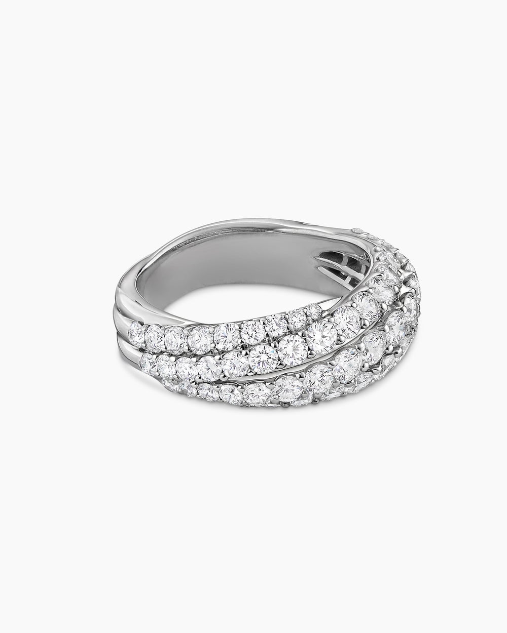 Womens Floating Diamonds Ring in White Gold