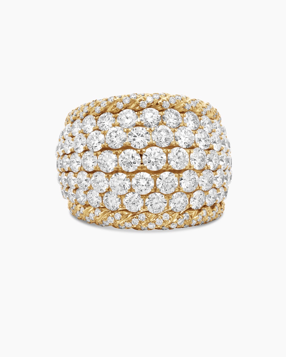 Womens Floating Diamonds Dome Ring in Yellow Gold