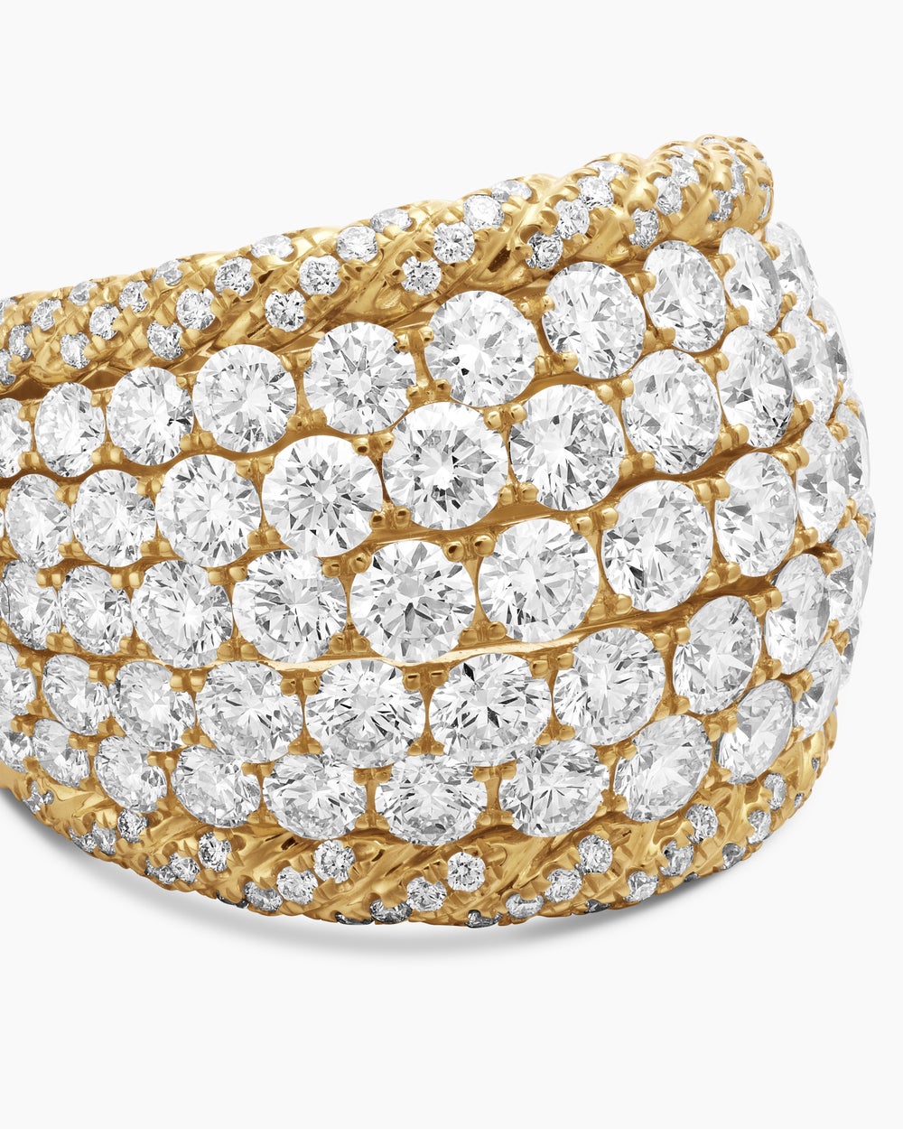 Womens Floating Diamonds Dome Ring in Yellow Gold