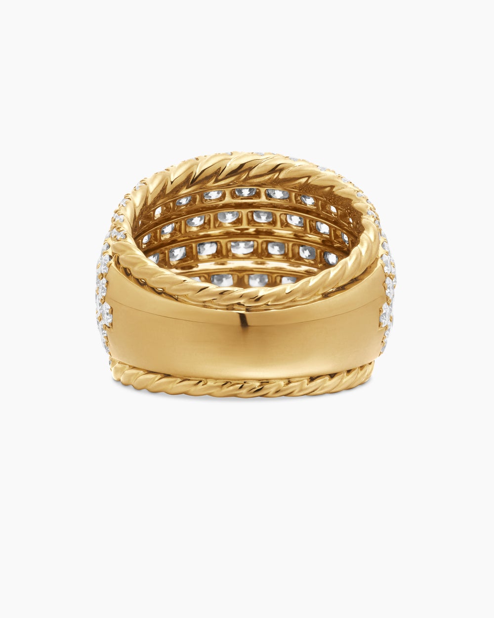Womens Floating Diamonds Dome Ring in Yellow Gold