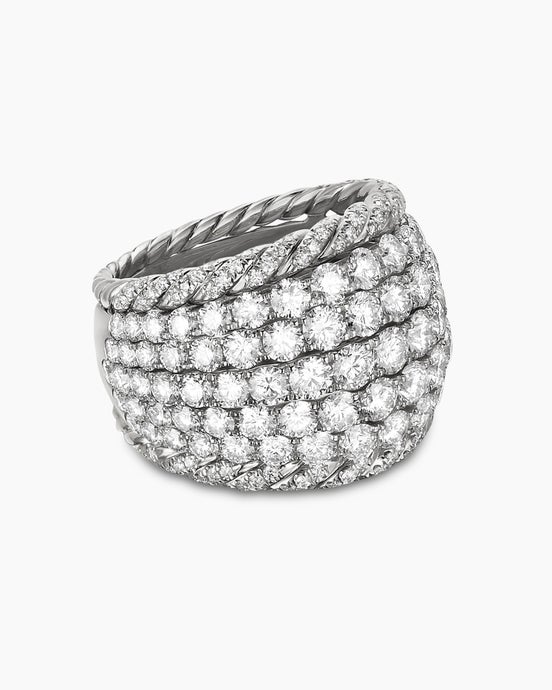 Floating Diamonds Cable Dome Ring in White Gold