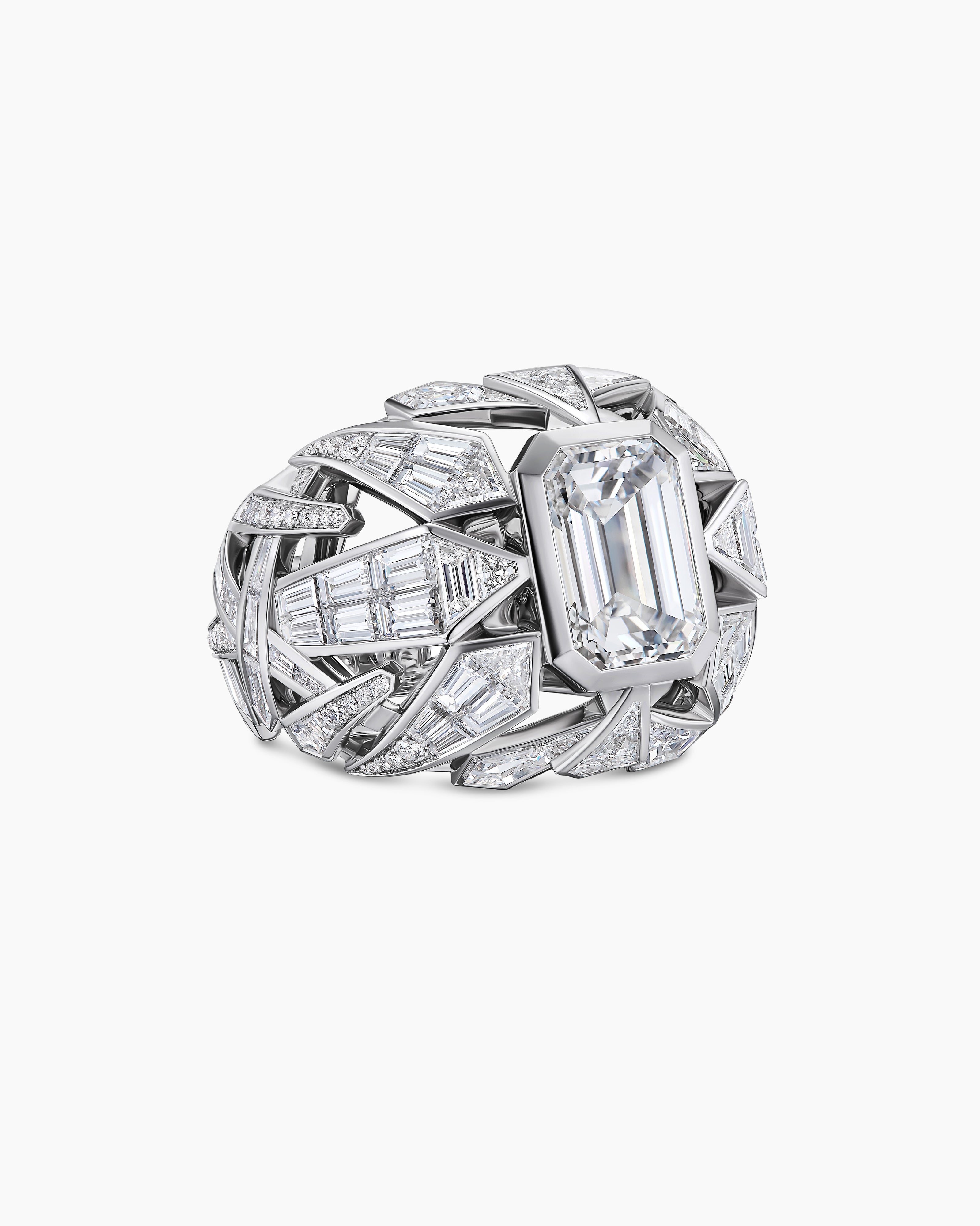 Womens Liberty Dome Ring in White Gold with Diamonds