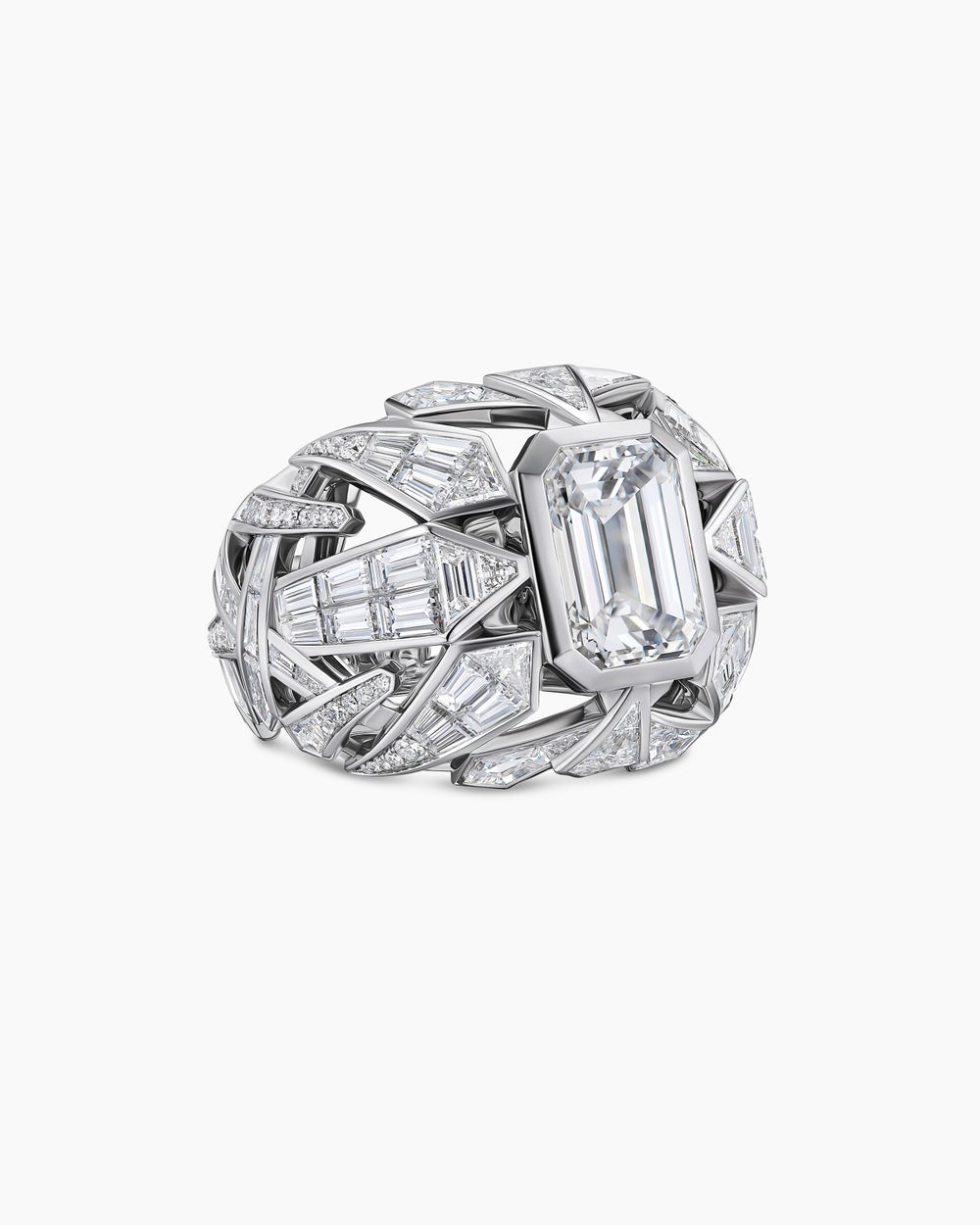 Womens Liberty Dome Ring in White Gold with Diamonds