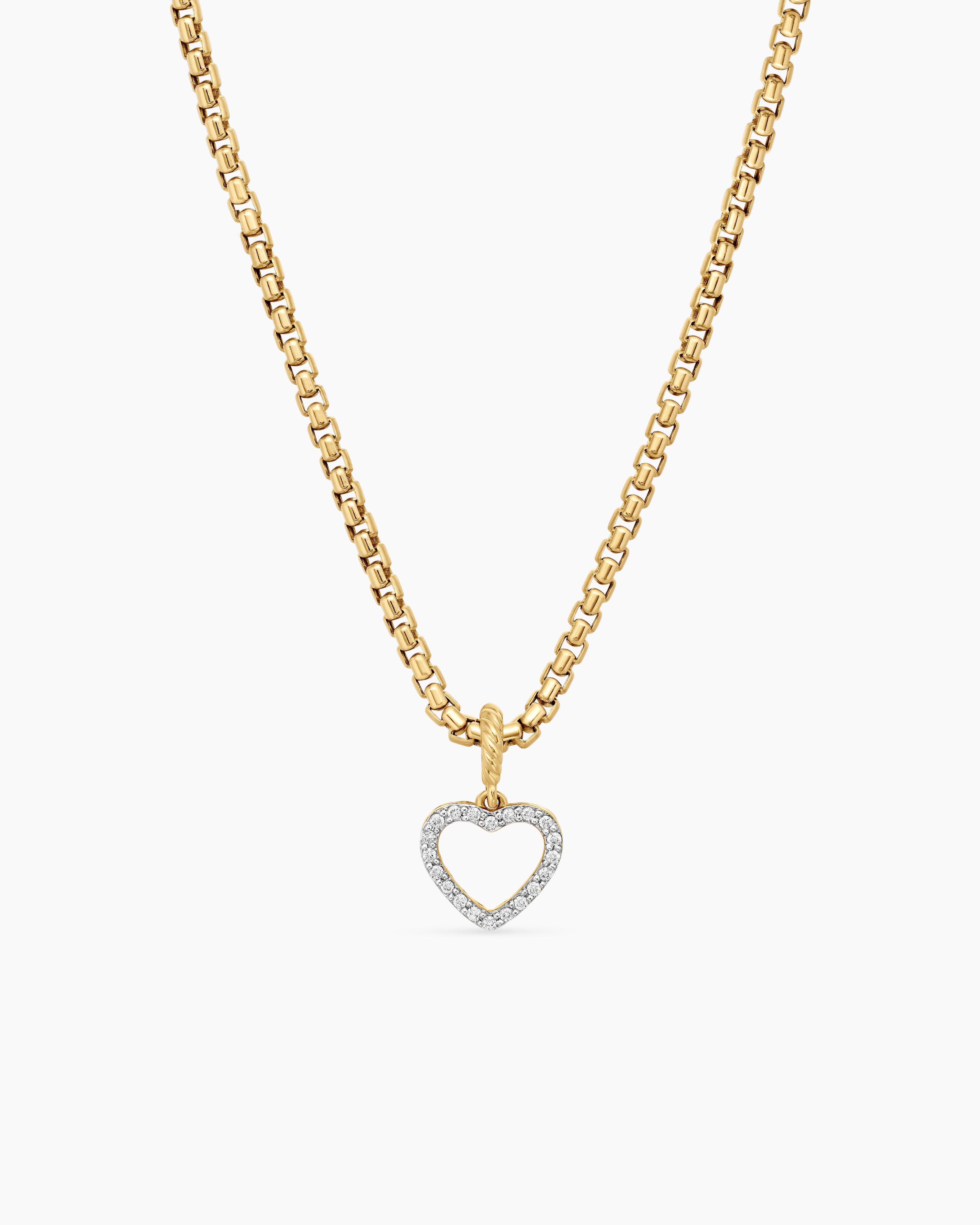 Womens Heart Amulet in 18K Yellow Gold with Diamonds, 11mm